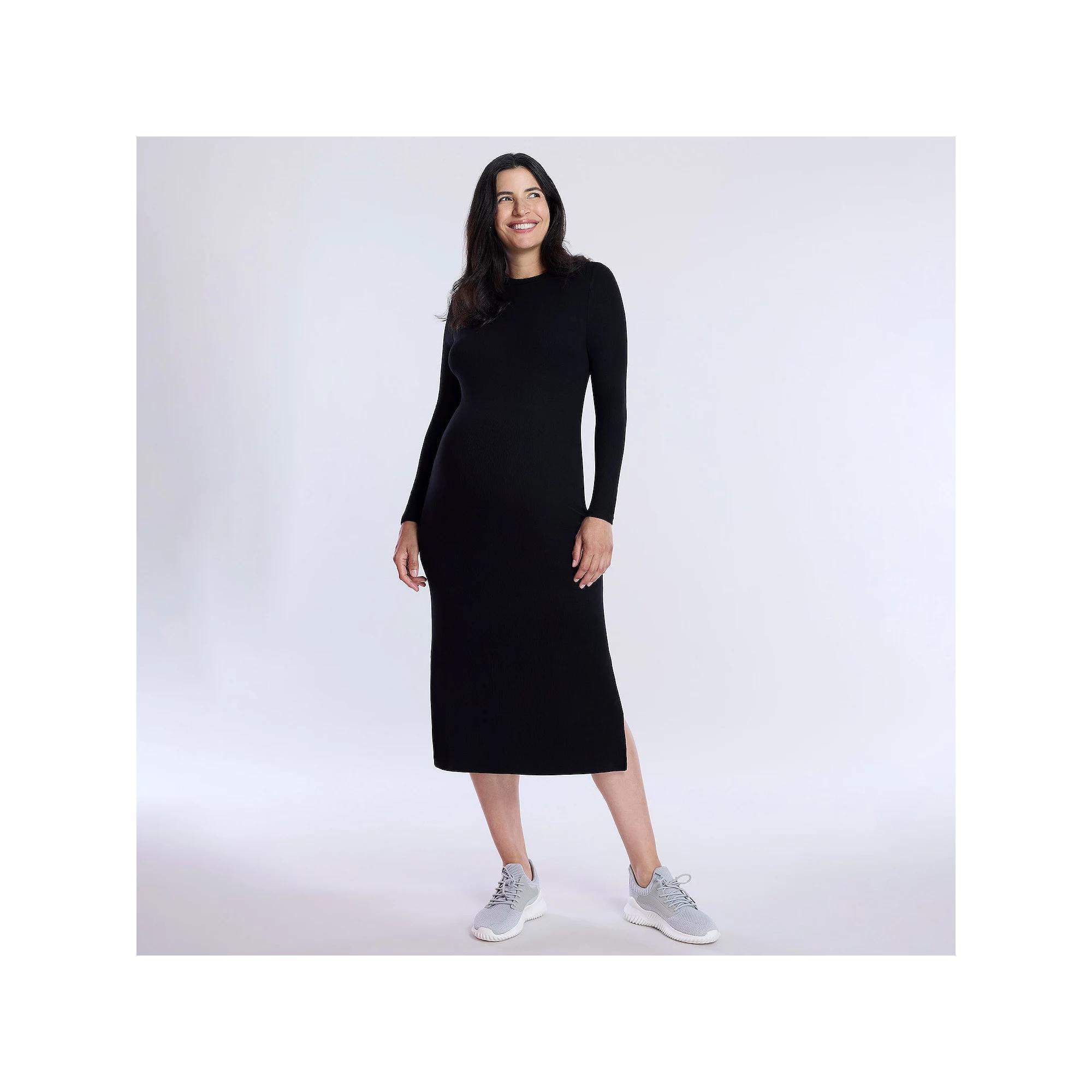 Maternity Motherhood® Rib Column Midi Dress, Women's, Size: Medium-Mat, Black Product Image