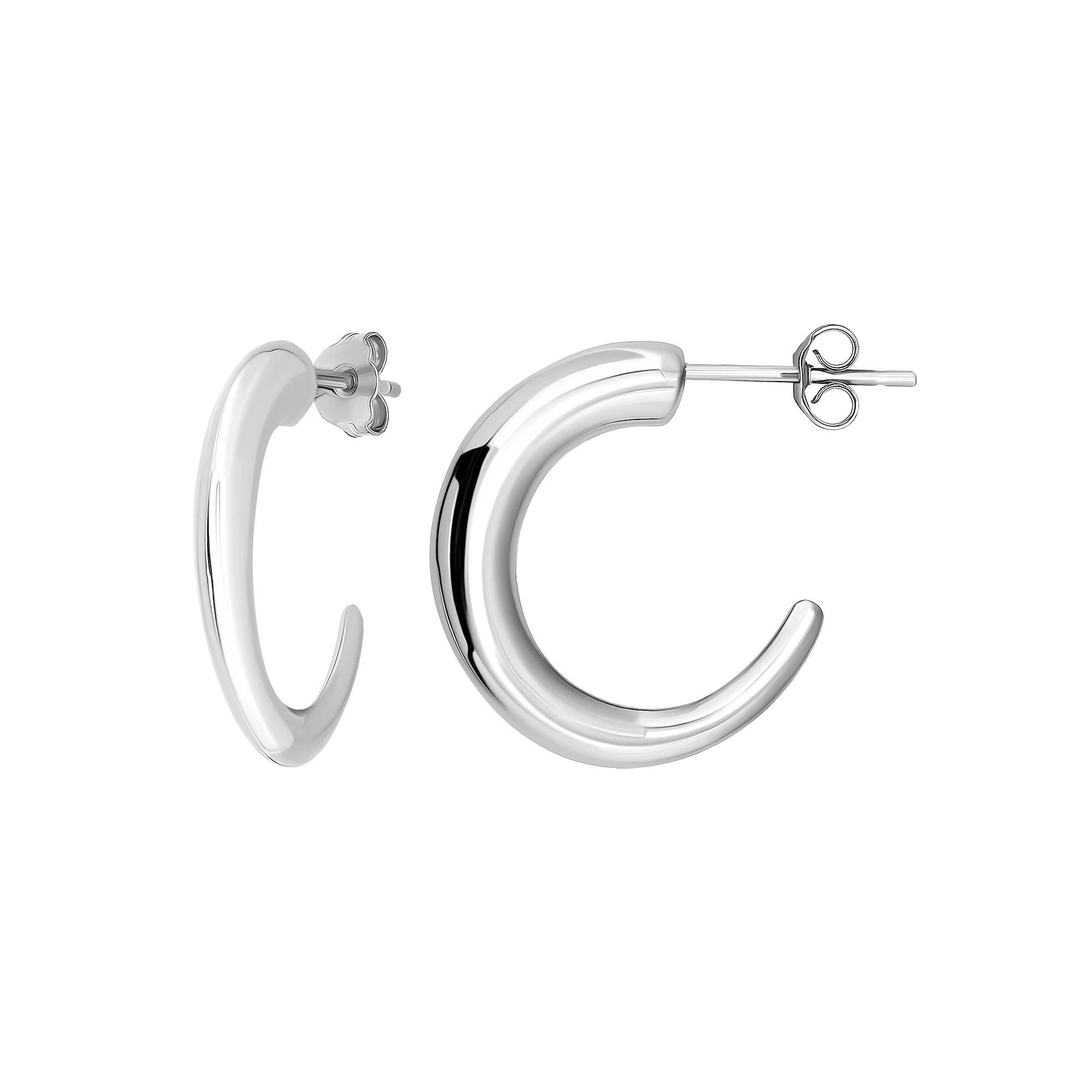 Aleure Precioso Polished Sterling Silver Graduated Half Hoop Earrings, Women's, Gold Tone Product Image