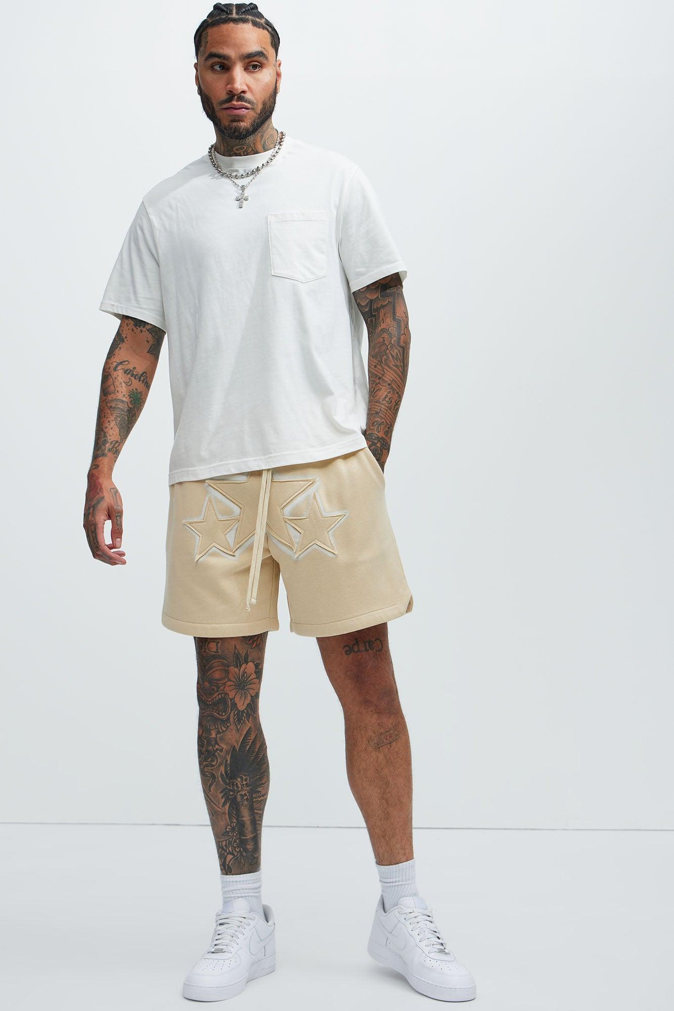Tyson Star Warm Up Shorts - Tan Product Image