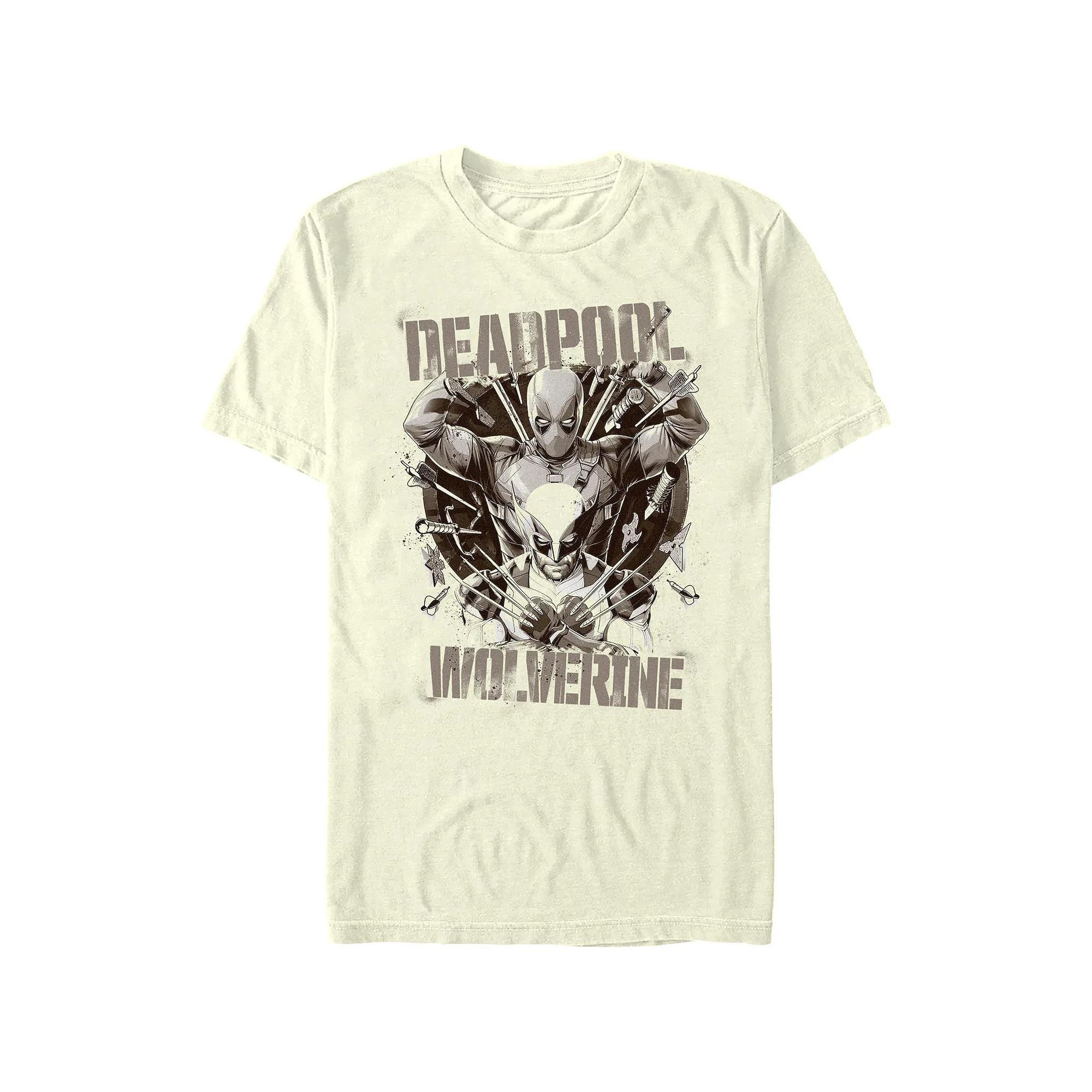 Men's Marvel Deadpool And Wolverine Target Buddies Graphic Tee, Size: Medium, Natural Product Image