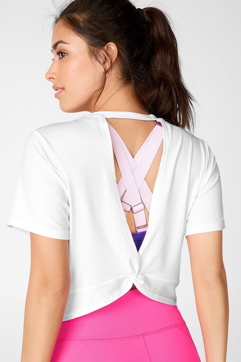 Fabletics Pia Powertouch Light Twist Back Tee Womens white plus Size 4X Product Image