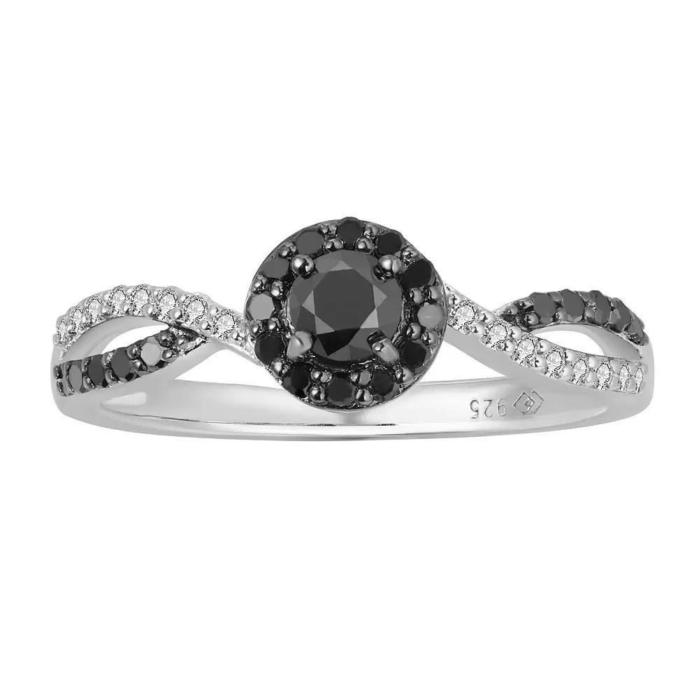 Sterling Silver 1/2 Carat T.W. Black And White Diamond Ring, Women's, Size: 7 Product Image
