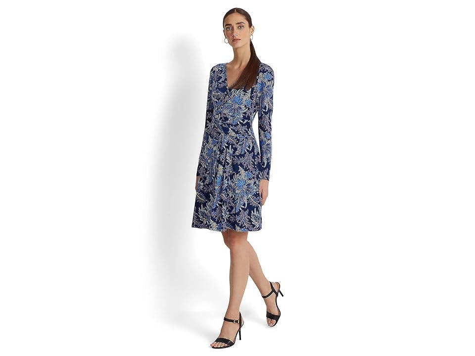Adrianna Papell Side Draped Stretch Jersey Dress (Ocean ) Women's Clothing Product Image