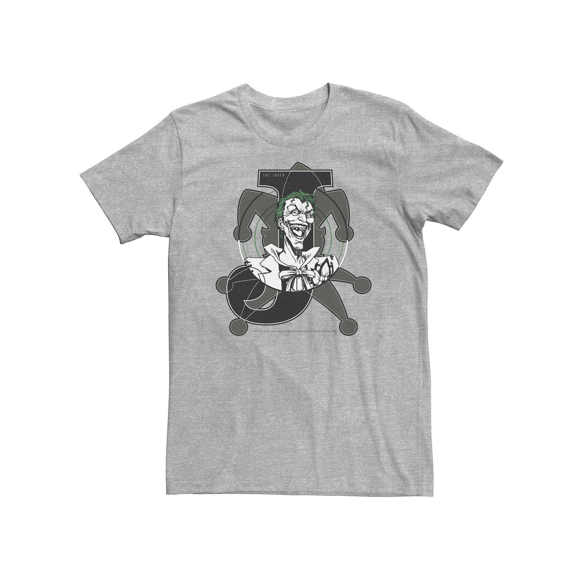 Big & Tall DC Comics Joker Card Laughing Poster Tee, Men's, Size: XXL Tall, Athletic Grey Product Image