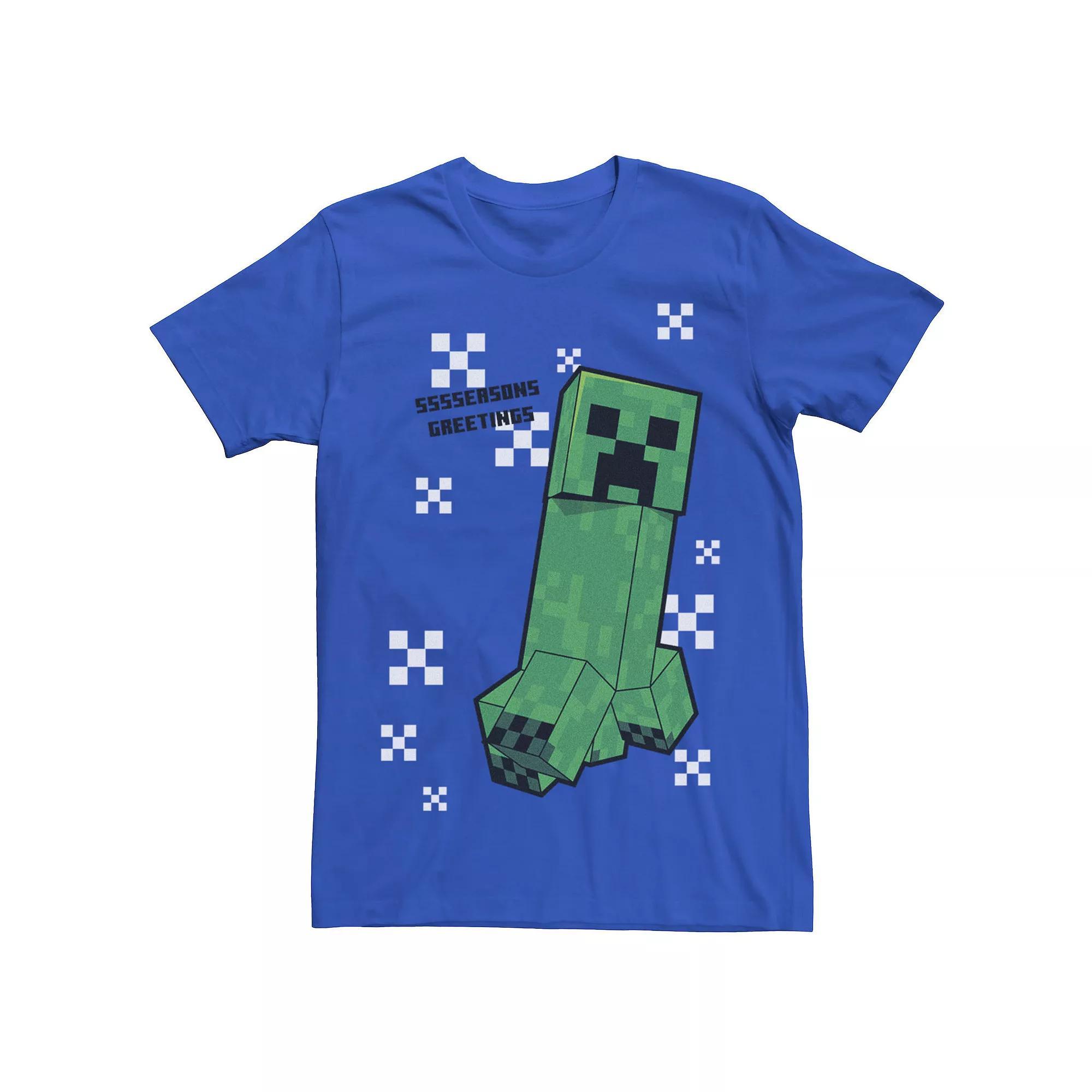 Men's Minecraft Creeping Through The Snow Tee, Size: XS, Royal Product Image