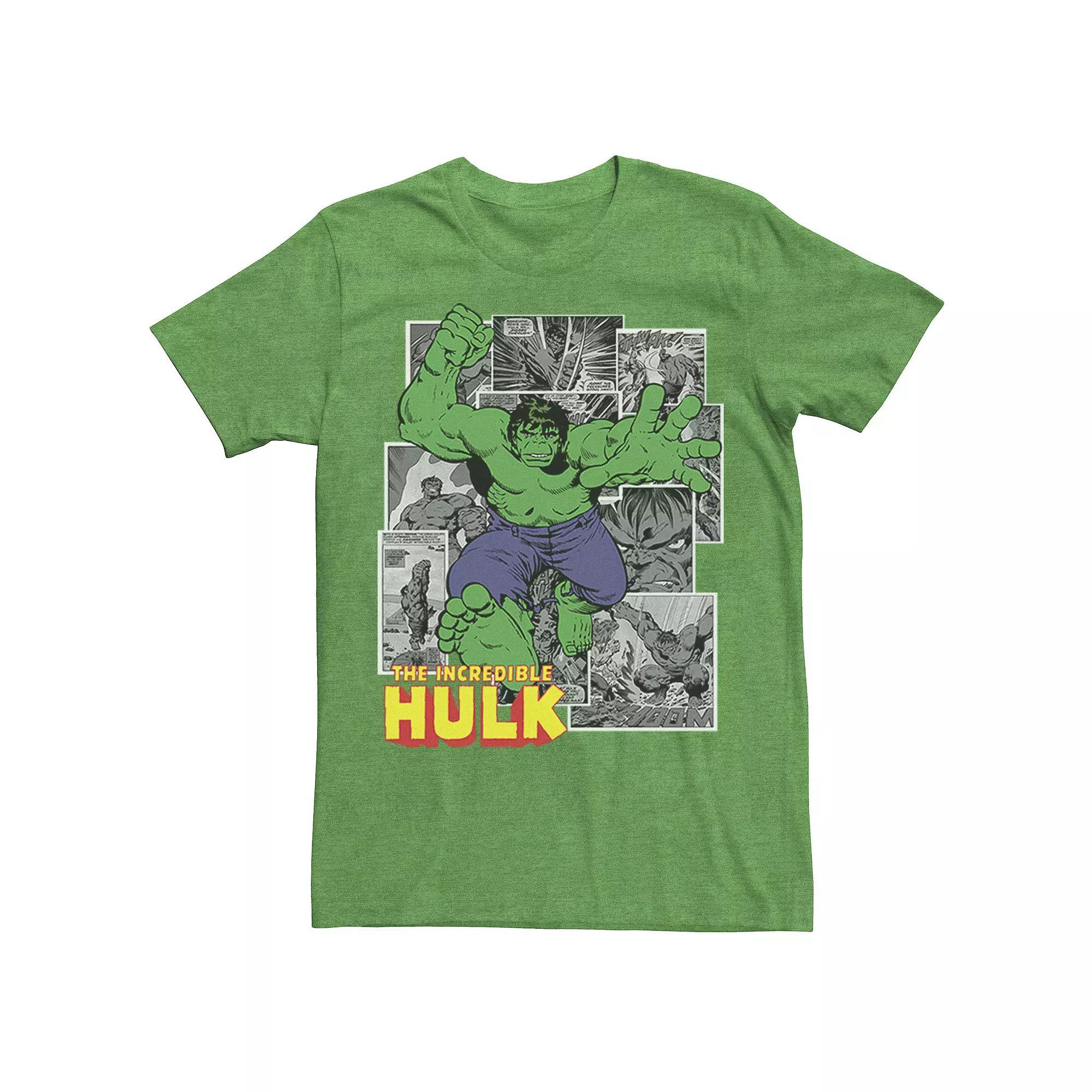 Men's Marvel Avengers The Incredible Hulk Comic Panel Portrait Graphic Tee, Size: Large, Kelly Grey Product Image