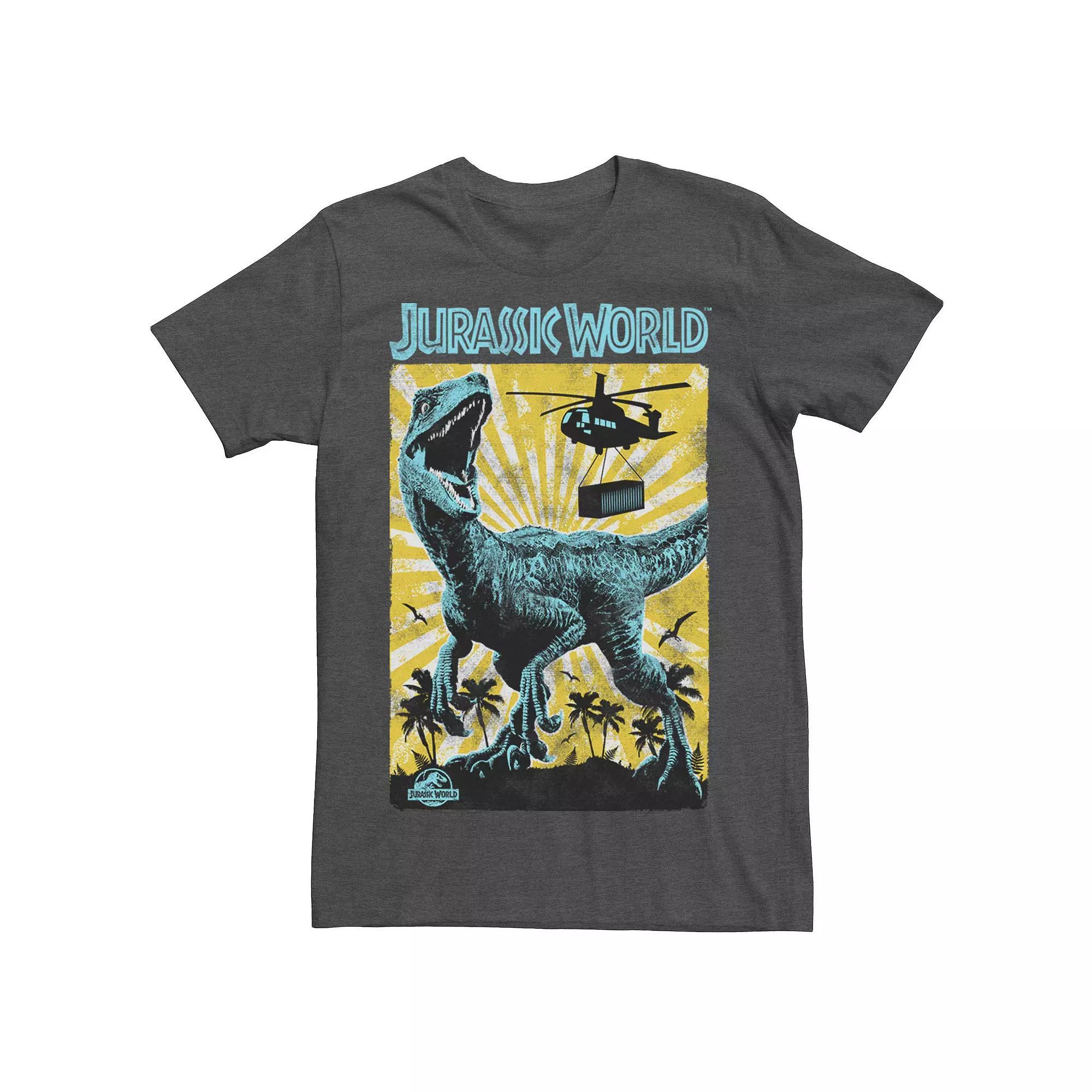 Men's Jurassic World T-Rex Color Pop Retro Poster Tee, Size: 3XL, Navy Grey Product Image