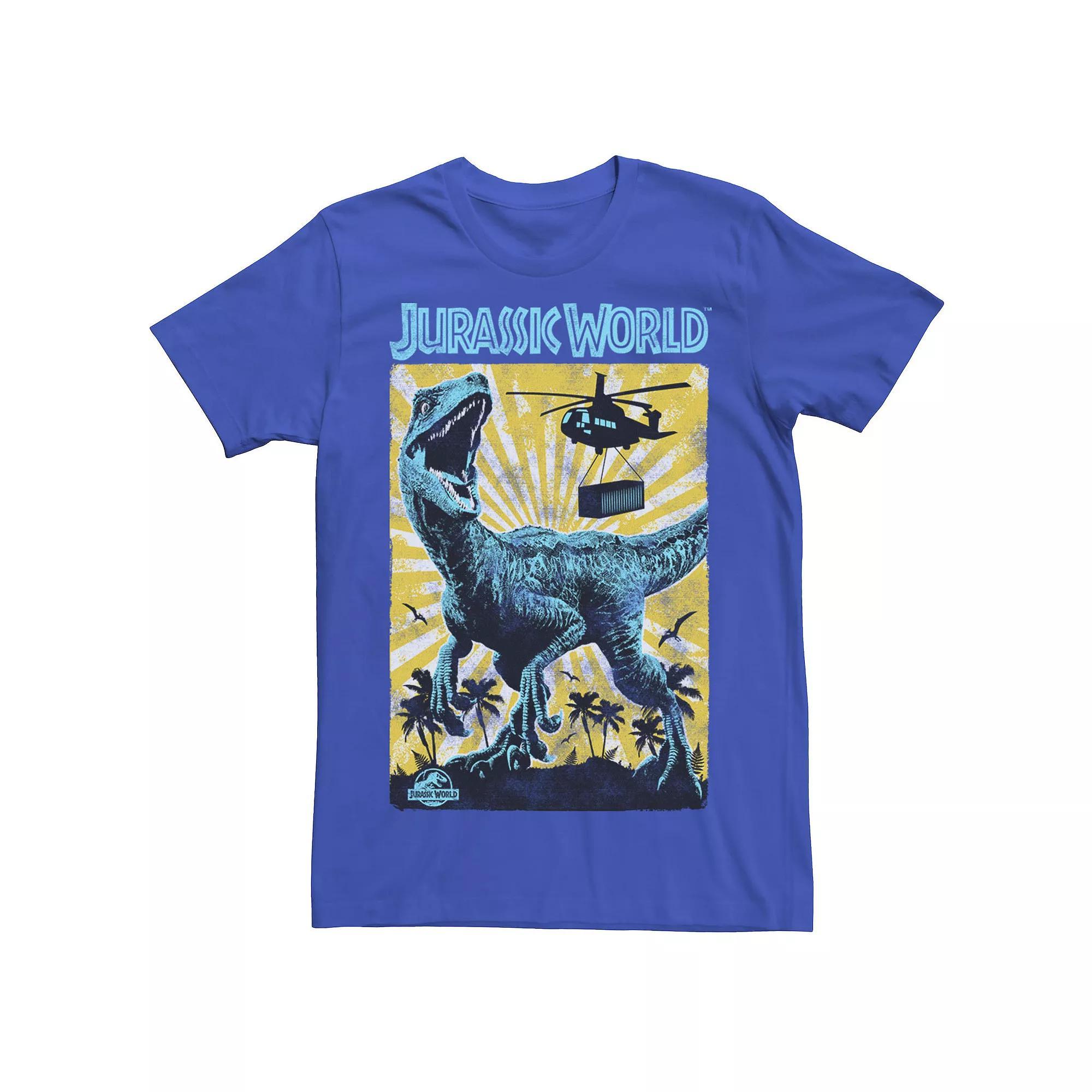 Men's Jurassic World T-Rex Color Pop Retro Poster Tee, Size: 3XL, Navy Grey Product Image