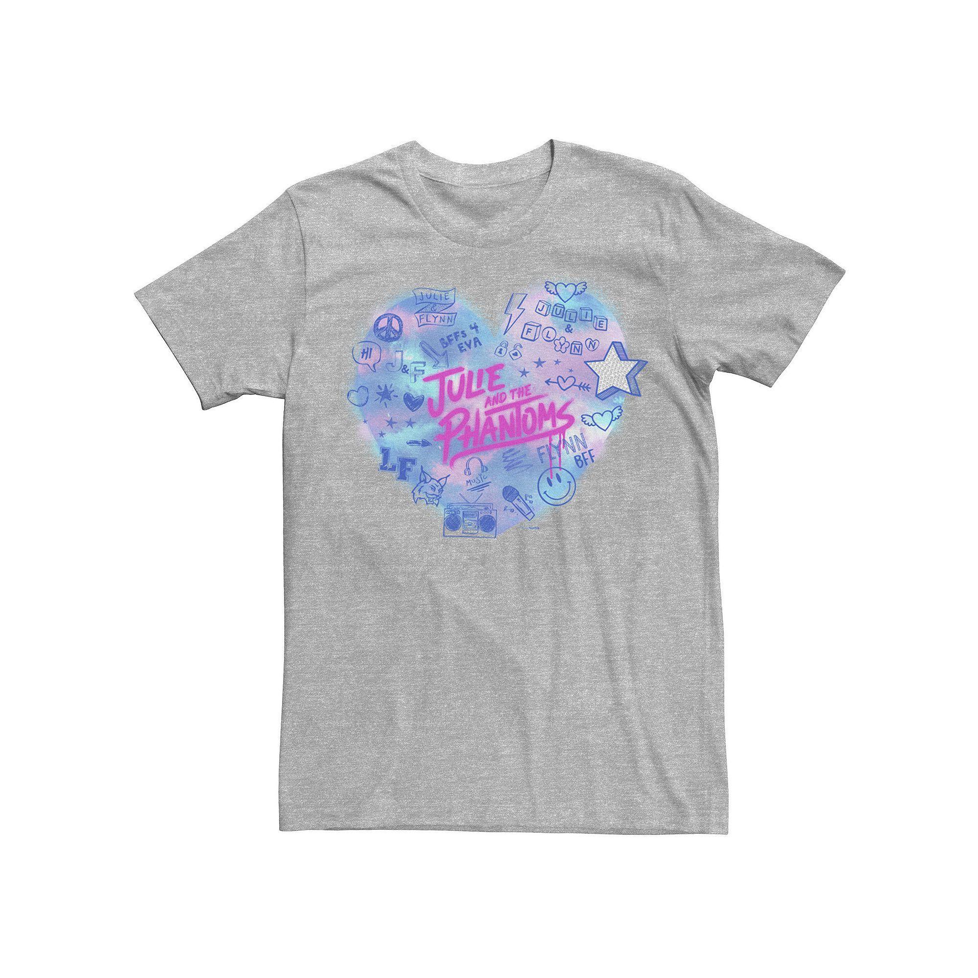 Men's Julie And The Phantoms Airbrush Heart Logo Tee, Size: Large, Athletic Grey Product Image