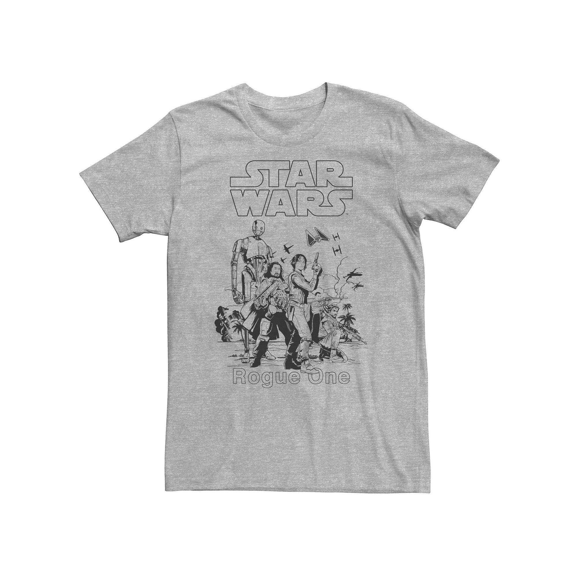 Big & Tall Star Wars Rogue One Group Shot Portrait Sketch Tee, Men's, Size: 3XL, Athletic Grey Product Image