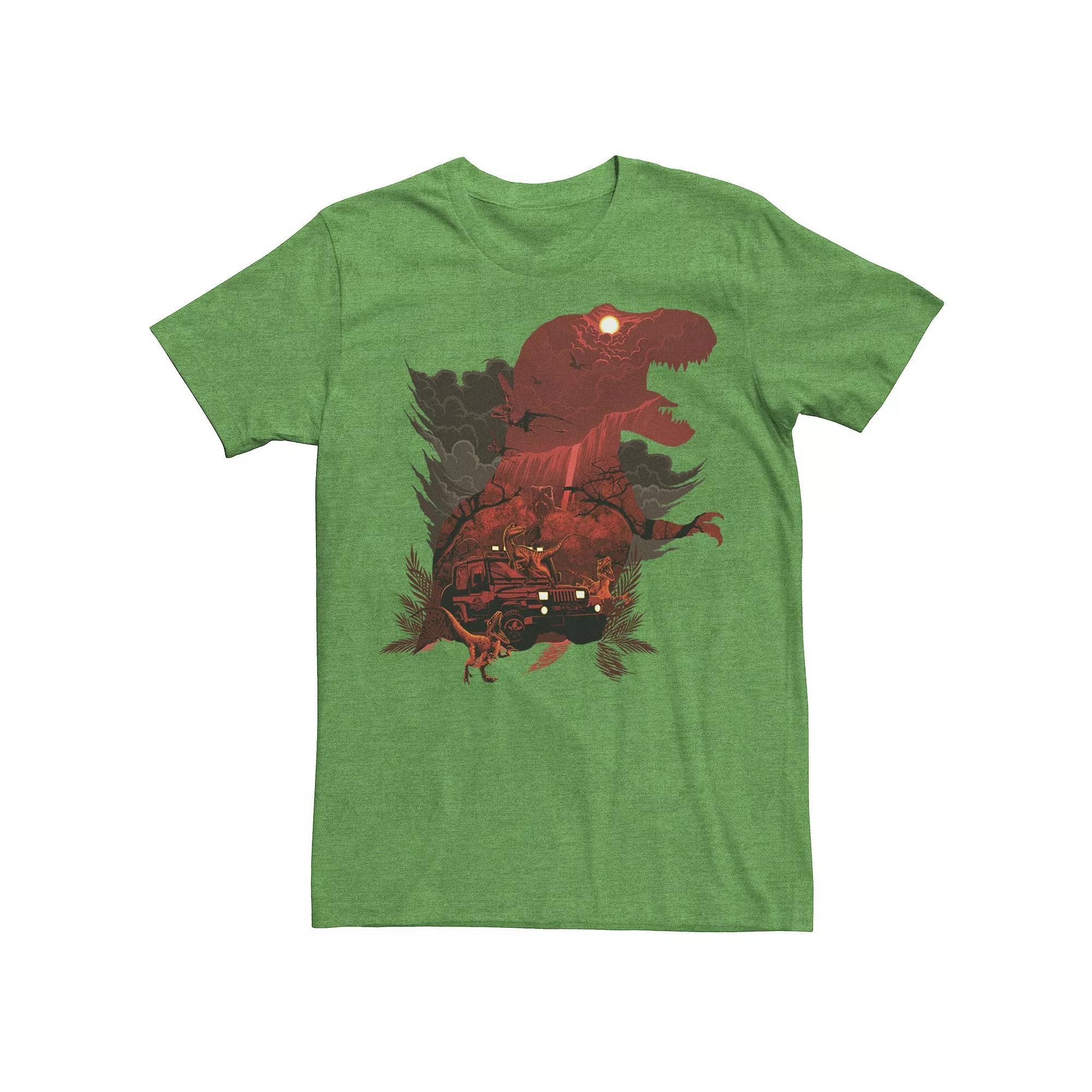 Men's Jurassic Park T-Rex Red Safari Collage Graphic Tee, Size: XXL, Red Grey Product Image