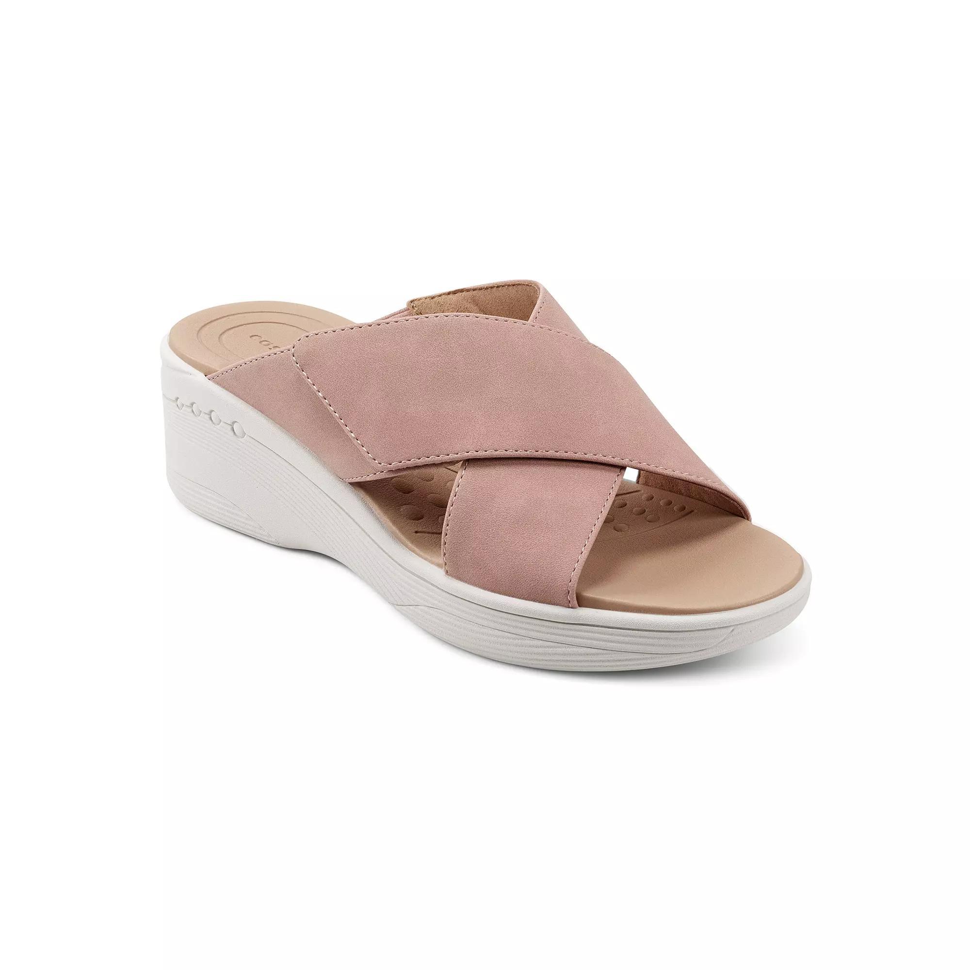 Easy Spirit Bindie Women's X-Band Wedge Slide Sandals, Size: 9, Black Product Image