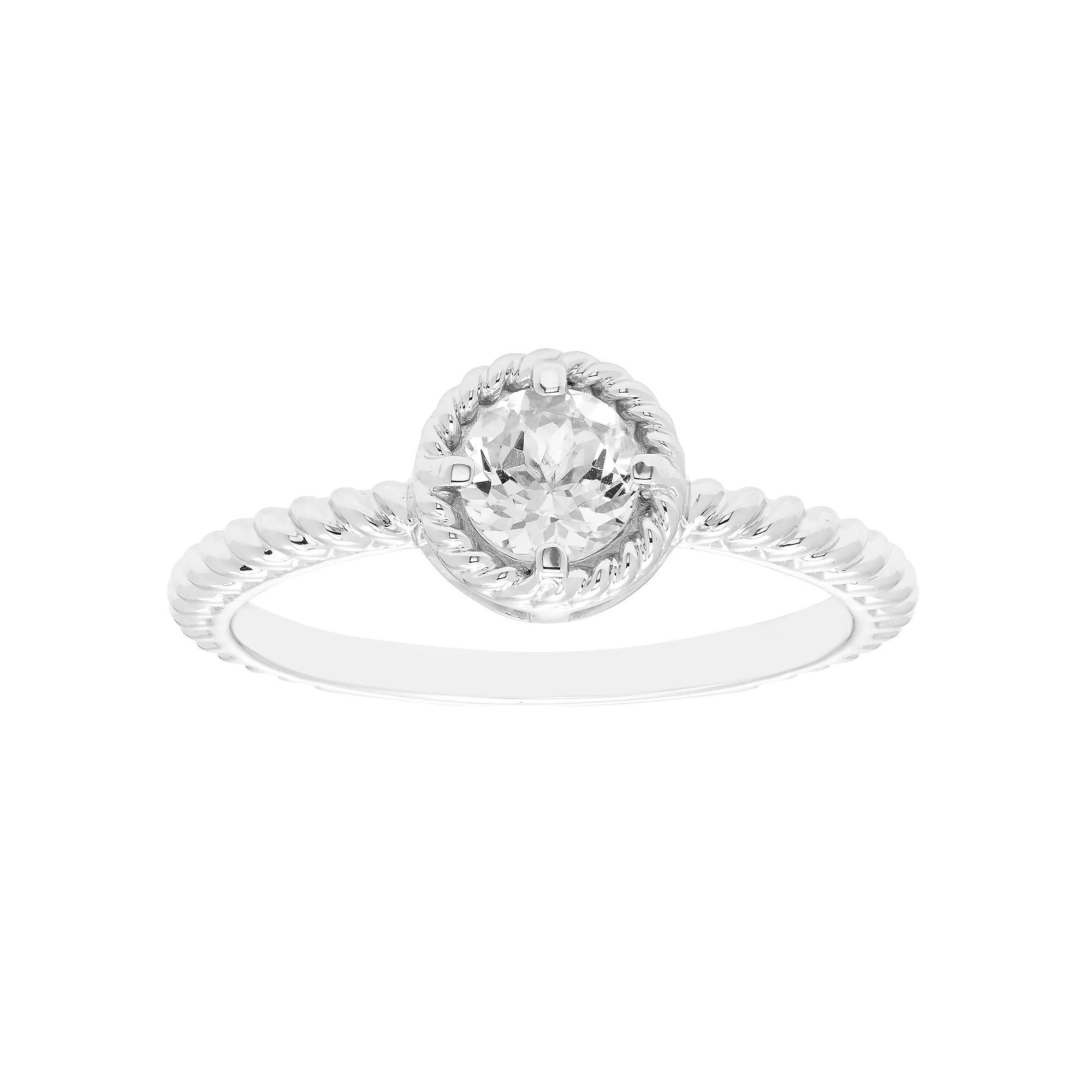Boston Bay Diamonds Sterling Silver Genuine Aquamarine Rope Halo Stacking Ring, Womens Product Image