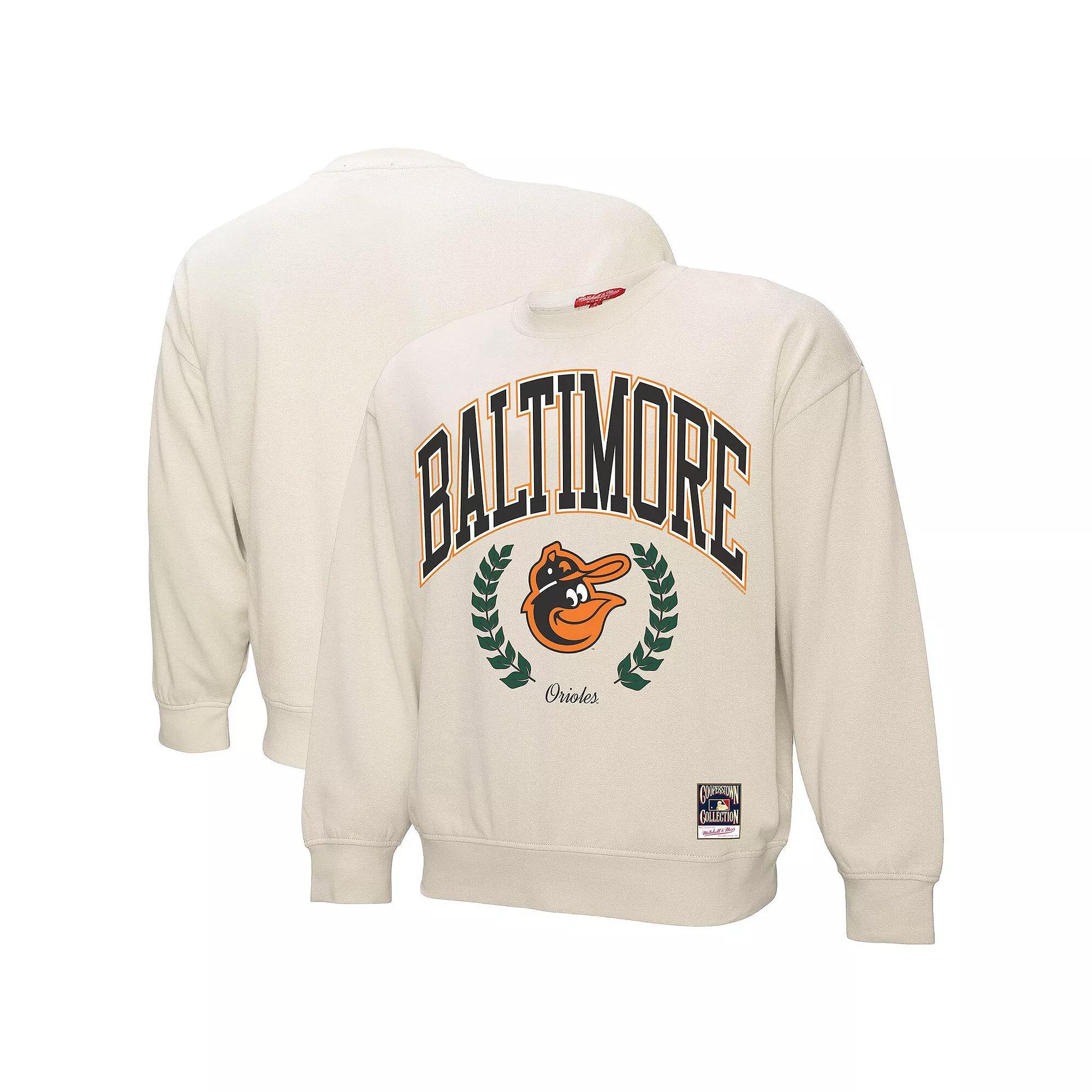 Women's Mitchell & Ness Cream Baltimore Orioles Cooperstown Collection Laurel Pullover Sweatshirt, Size: Small, Beige Product Image
