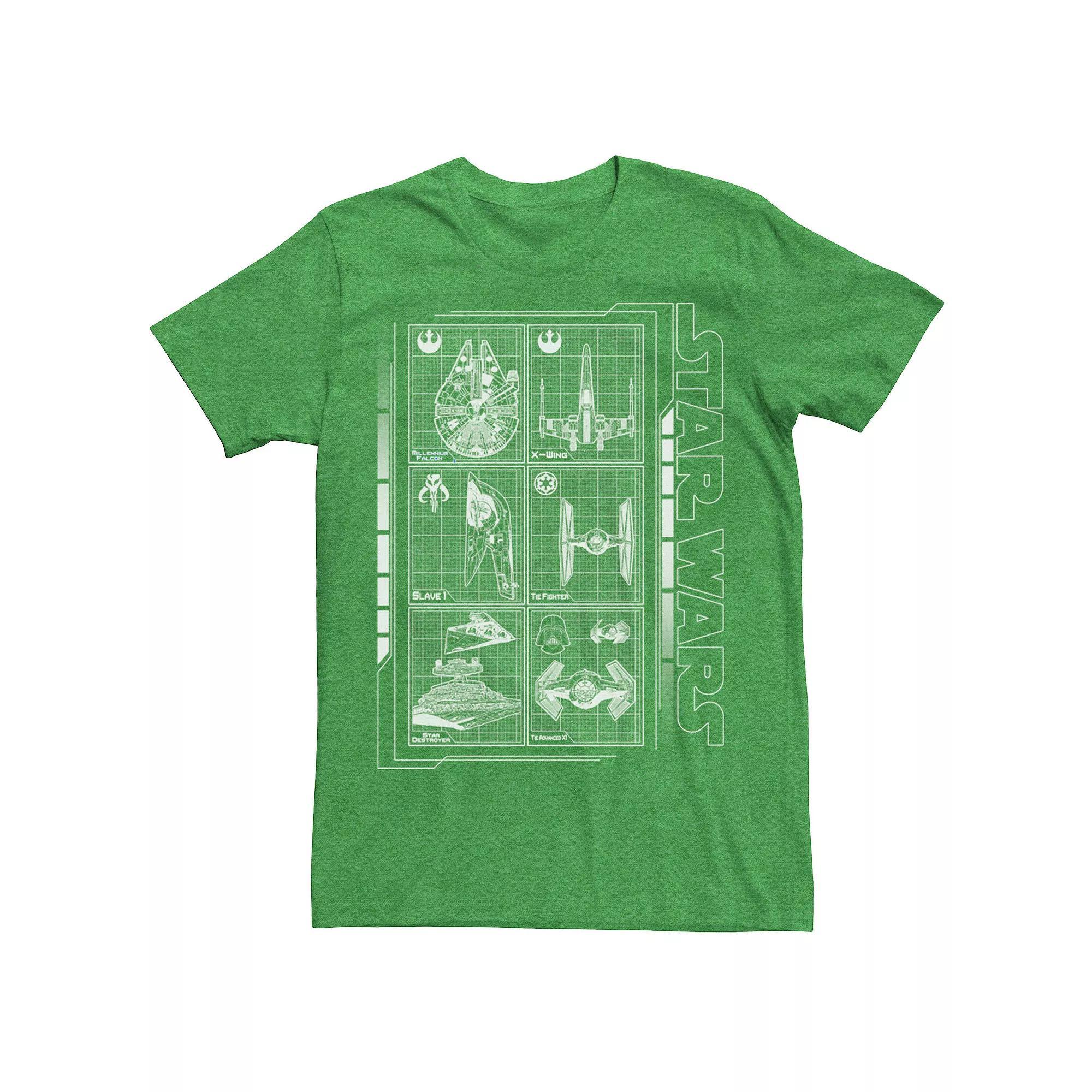 Men's Star Wars Battle Ships Schematic Tee, Size: 3XL, Kelly Product Image