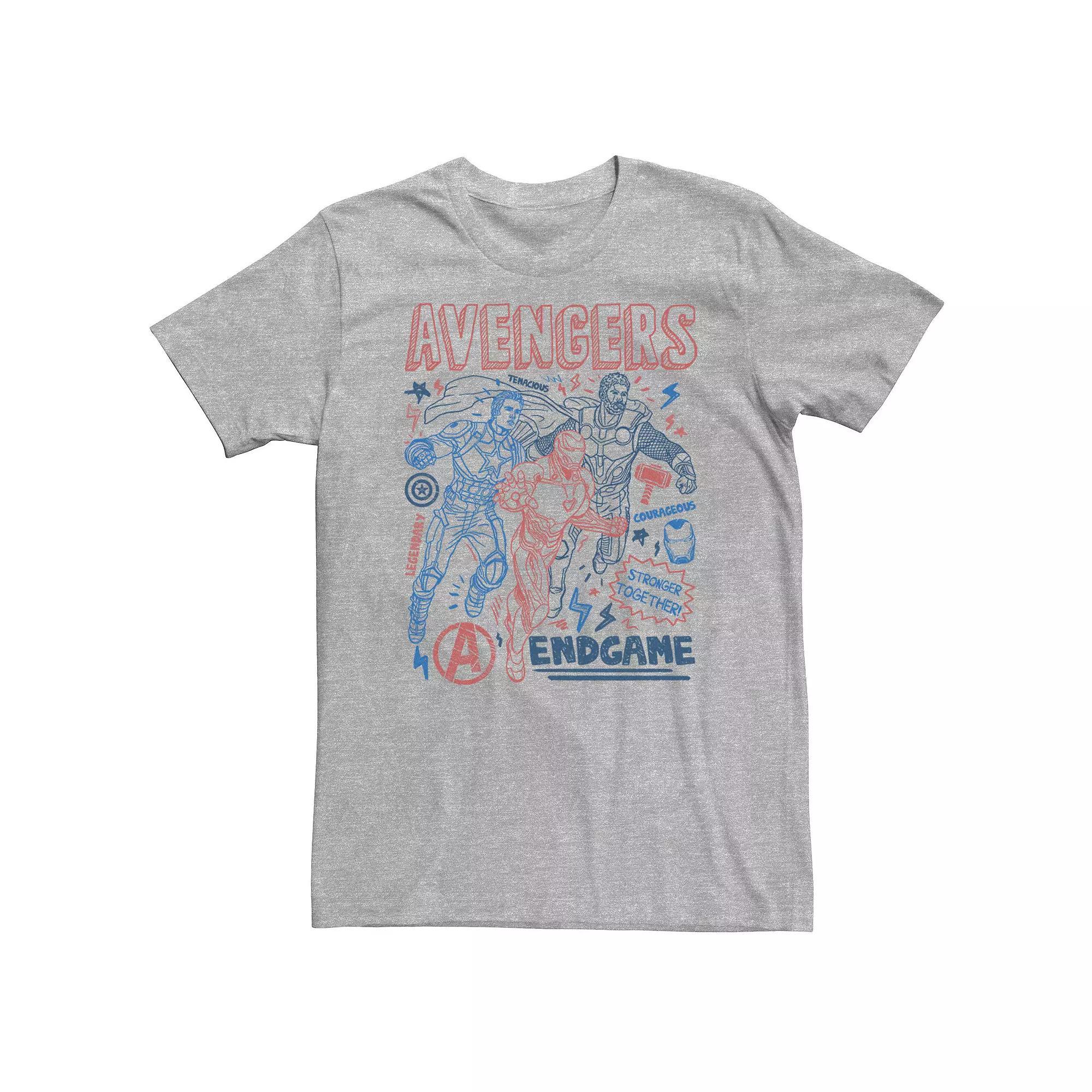 Big & Tall Marvel Avengers Endgame Doodle Collage Logo Tee, Men's, Size: 4XLT, Athletic Grey Product Image