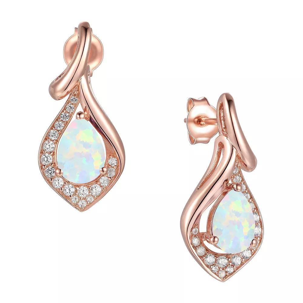 14k Rose Gold Flash-Plated Lab-Created Opal Stud Earrings, Women's Product Image