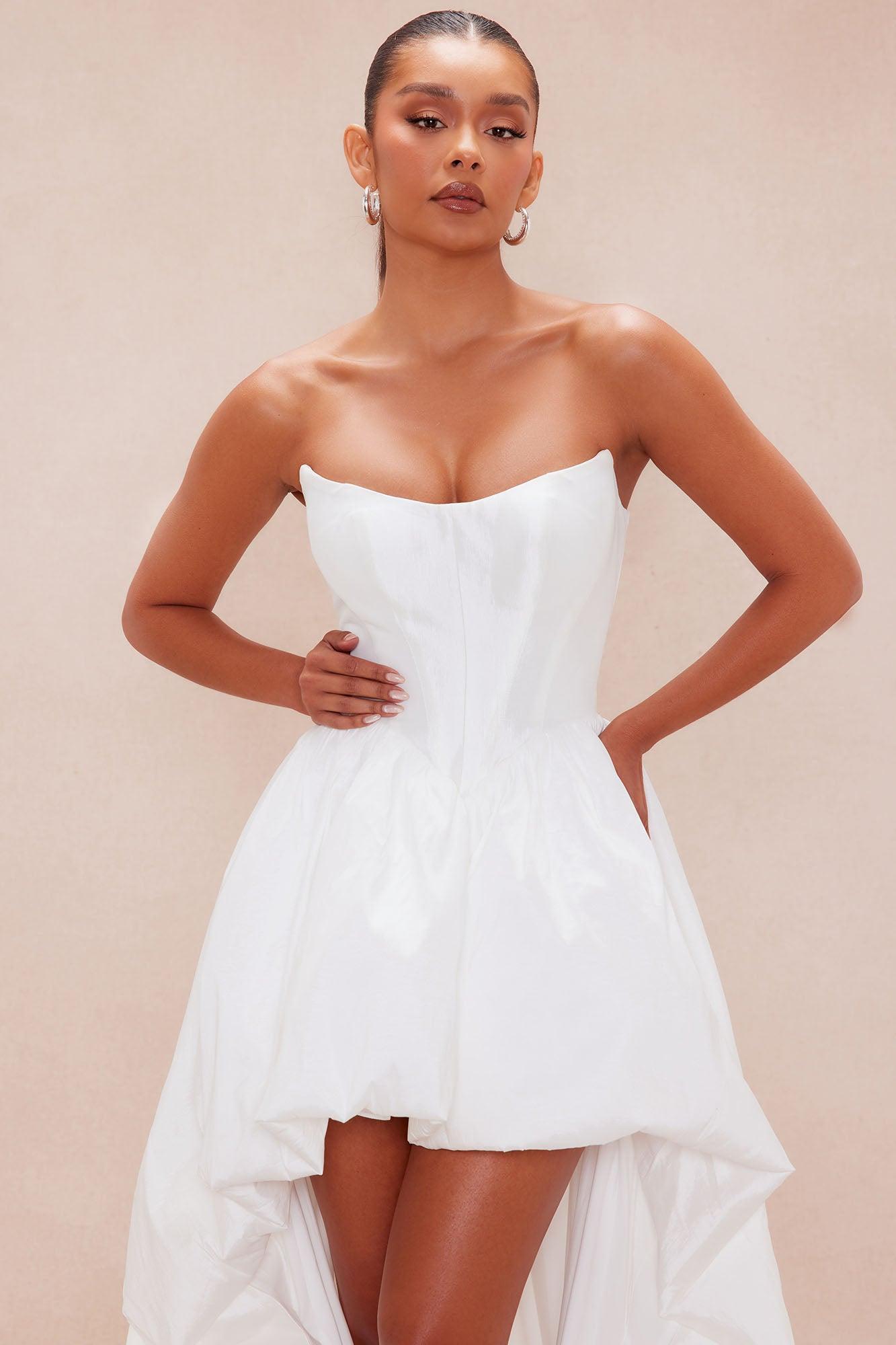 Aurora High Low Taffeta Gown - White Product Image