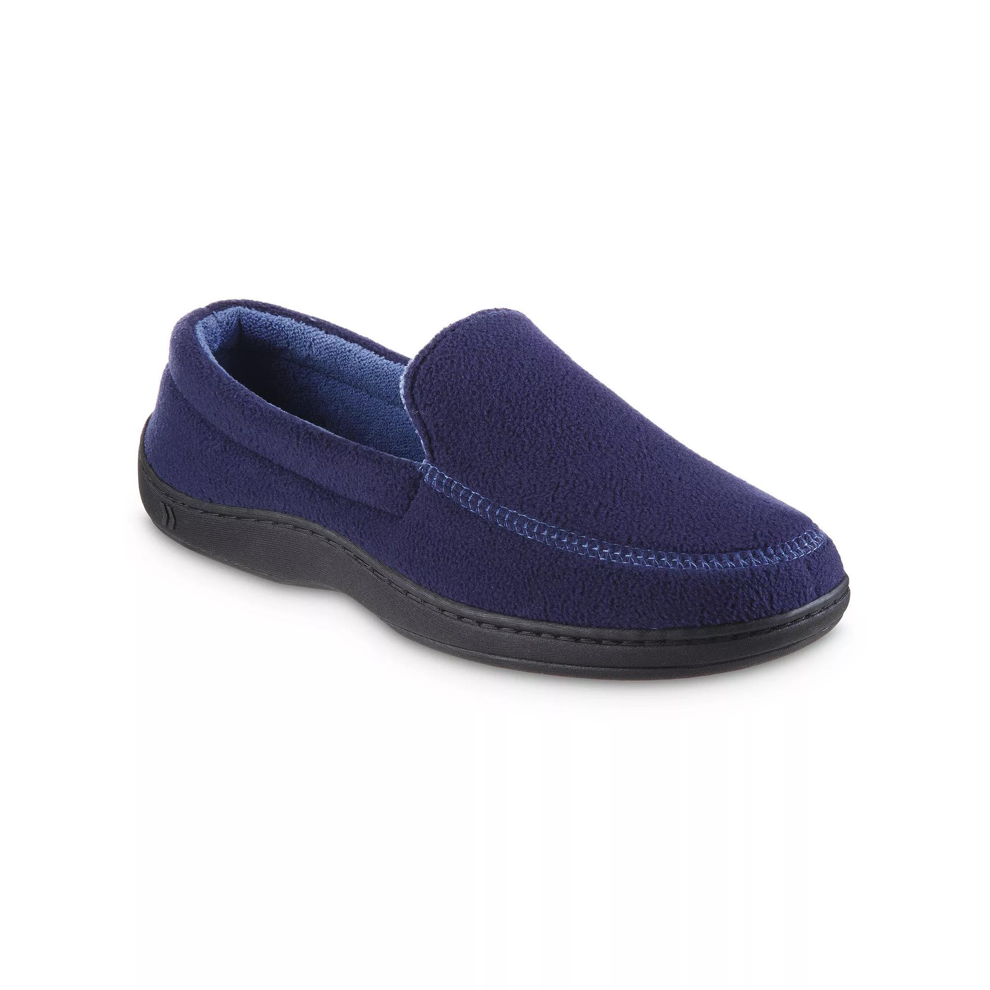 isotoner Roman Recycled Fleece Men's Moccasin Slippers, Size: Medium, Grey Product Image