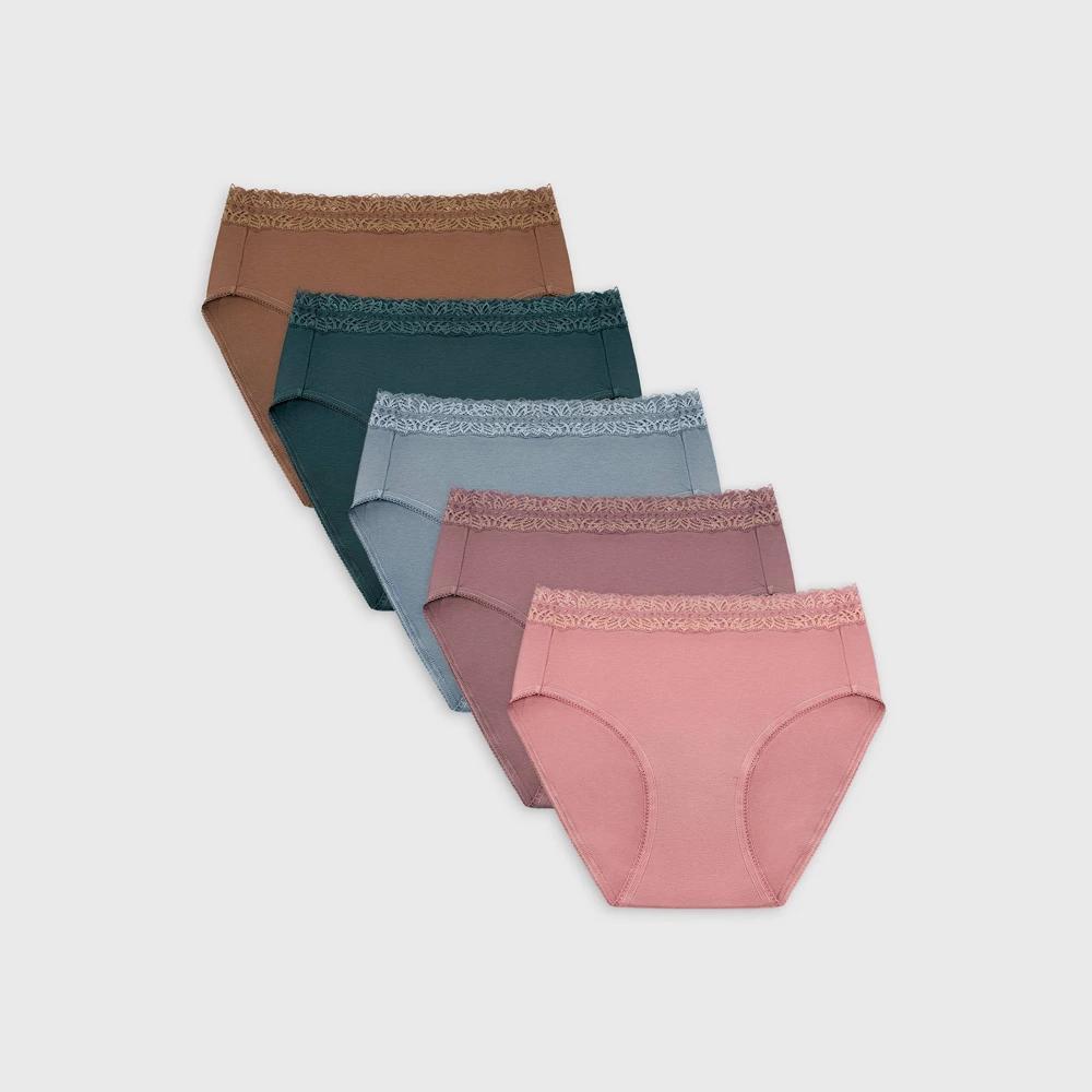 Kindred Bravely Women's 5pk Lace Post-Partum Briefs - Dusty Hues S: High Rise Maternity Underwear, Lightweight Fabric Product Image