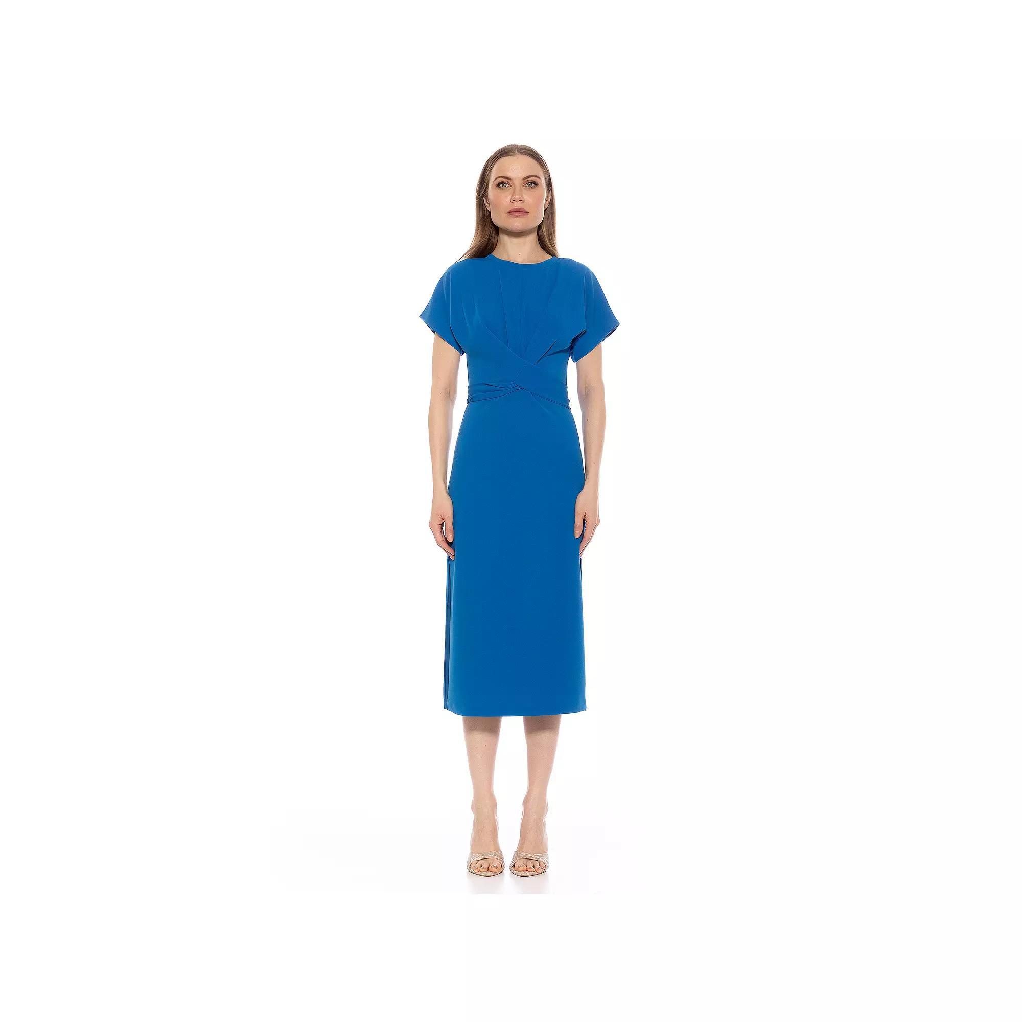 Women's ALEXIA ADMOR Cairo Boatneck Short Sleeve Sheath Dress, Size: Medium, Black Product Image