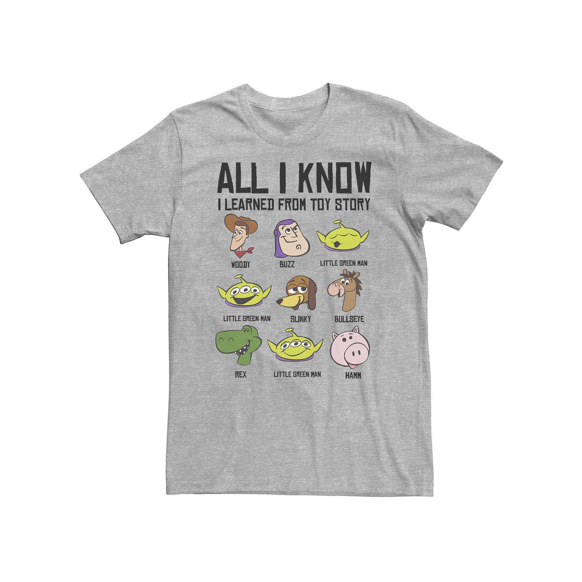 Big & Tall Disney / Pixar Toy Story All I Know I Learned From Toy Story Tee, Men's, Size: 3XL Tall, Athletic Grey Product Image