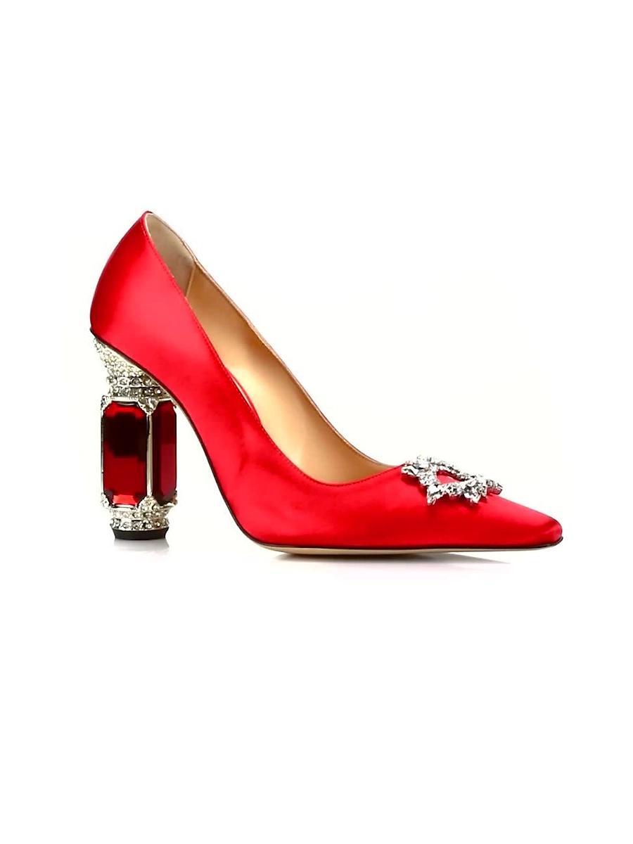 Womens Aurum Satin Crystal-Embellished Pumps Product Image