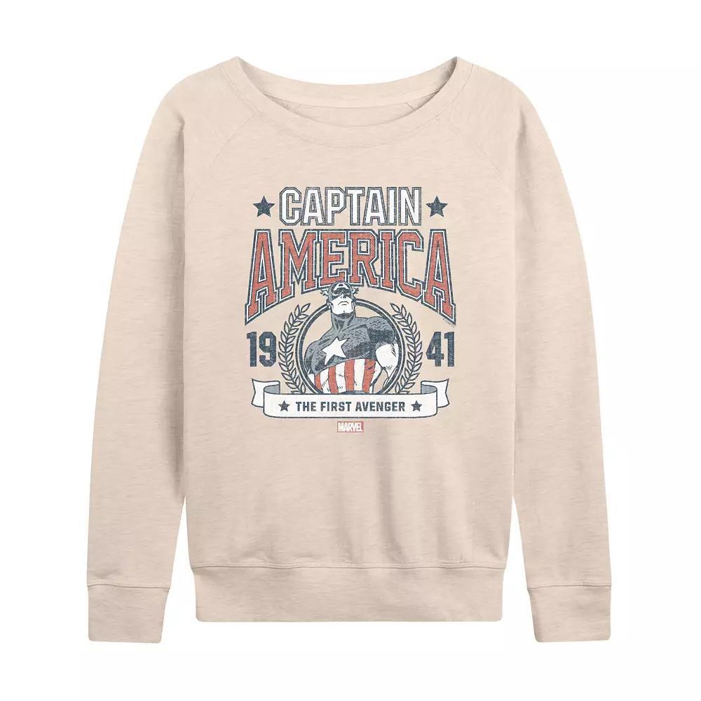 Womens Marvel Captain America Retro Collegiate French Terry Long Sleeve Tee Product Image