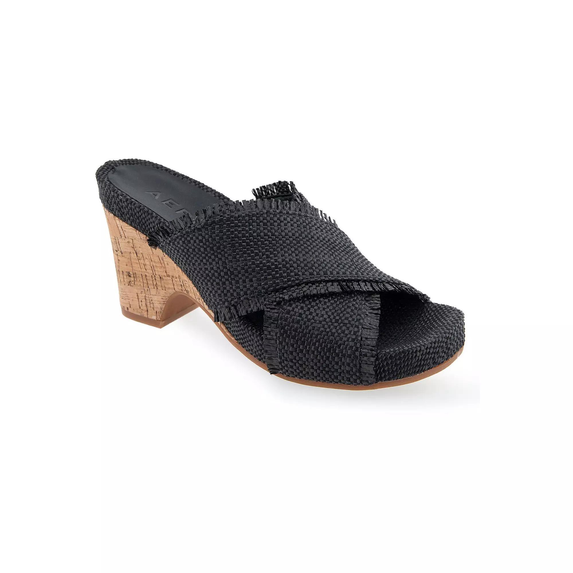Aerosoles Madina Women's Wedge Sandals, Size: 8 Medium, Black Raffia Product Image