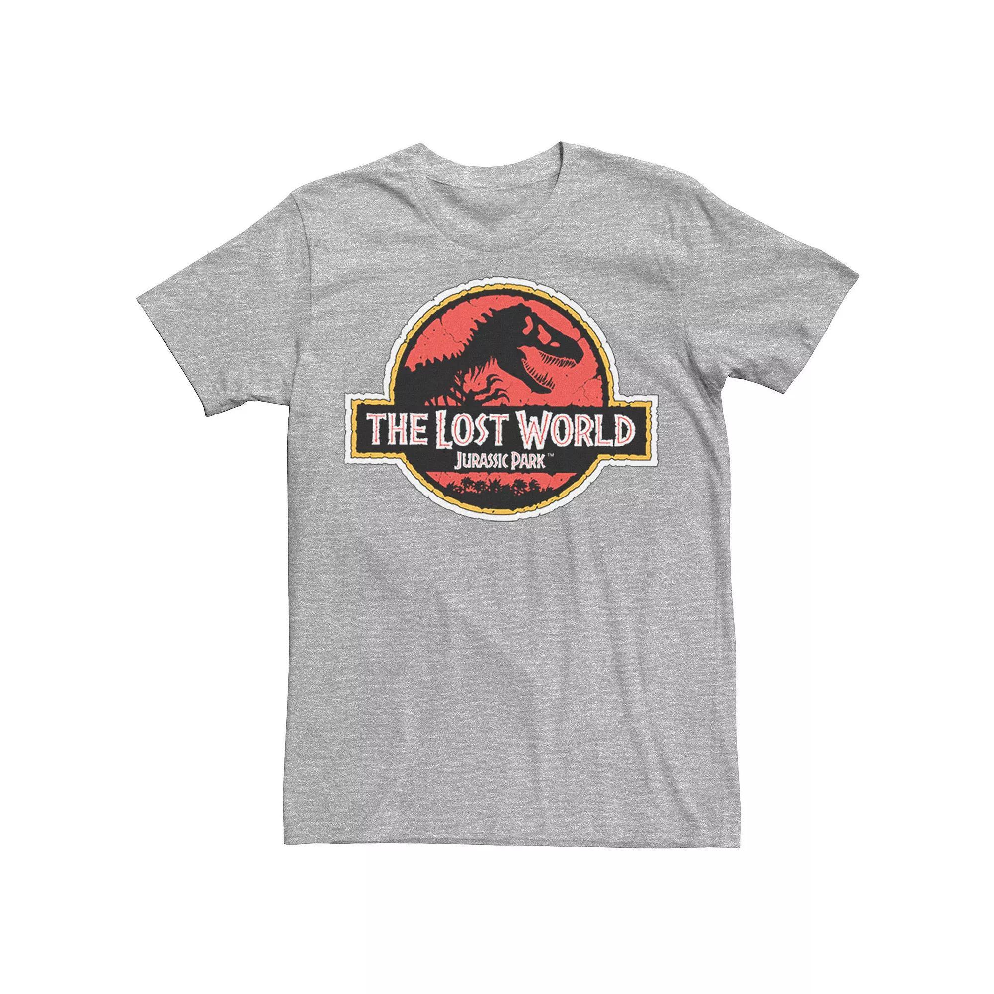 Mens Jurassic Park The Lost World Movie Logo Tee Red Grey Product Image