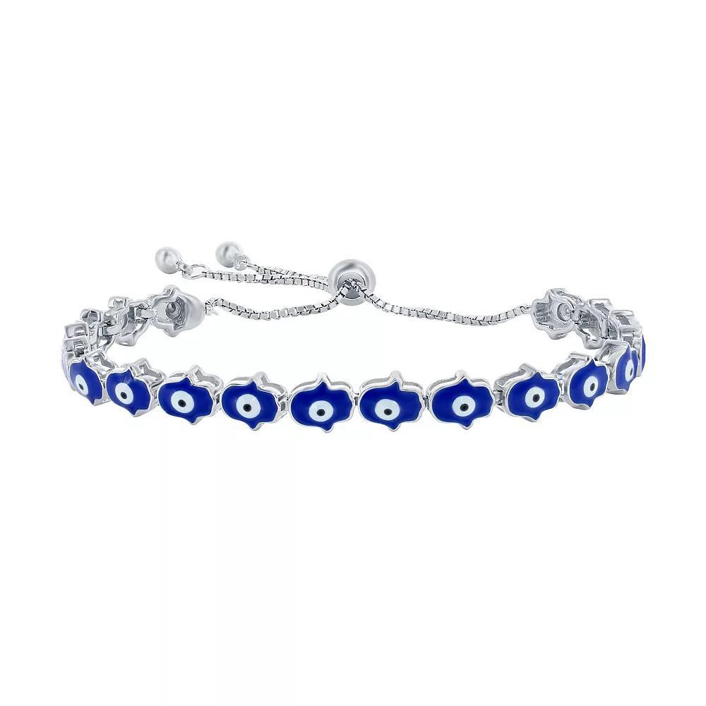 Argento Bella Sterling Silver Blue Enamel Evil Eye Hamsa Bracelet, Women's, Size: 5-9" ADJ, Gold Tone Blue Product Image