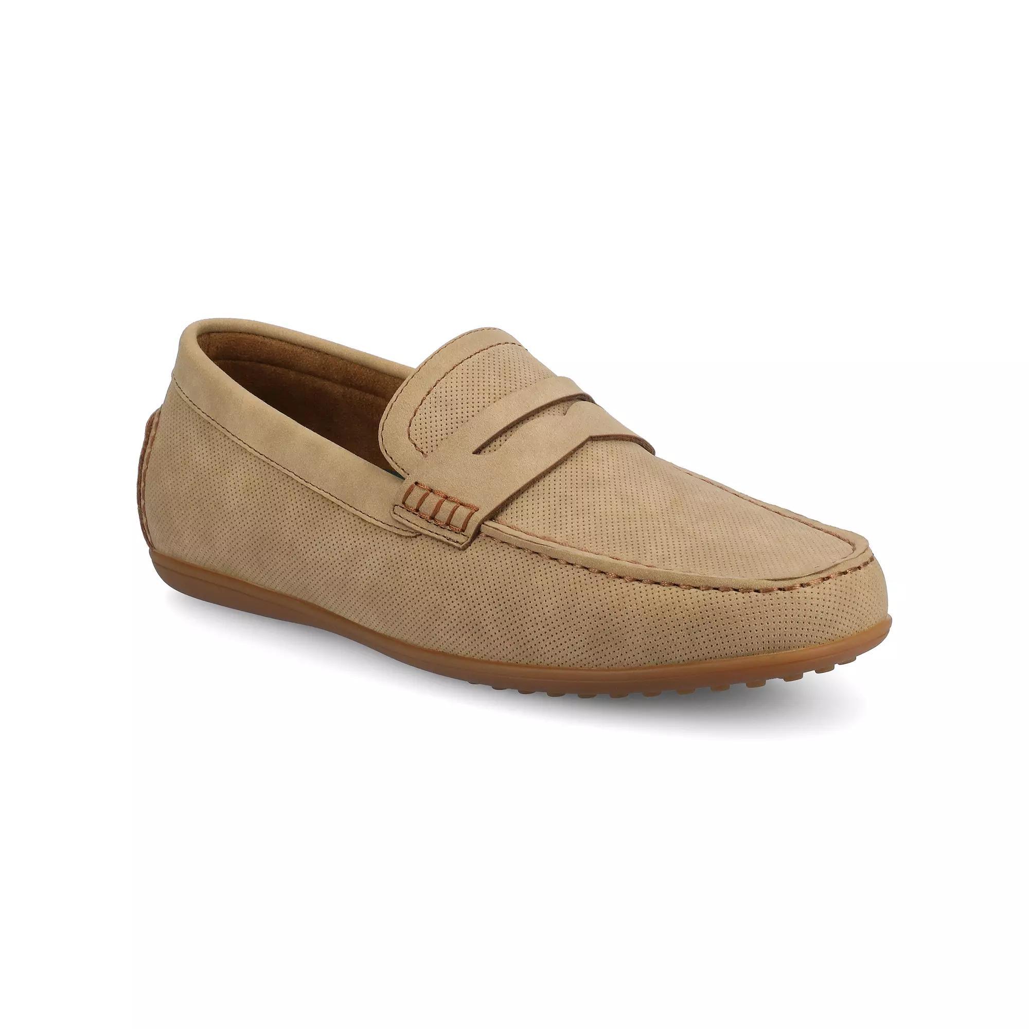 VANCE Yates Men's Comfort Perforated Slip-On Driving Penny Loafers in Regular and Wide, Size: 11, Brown Product Image