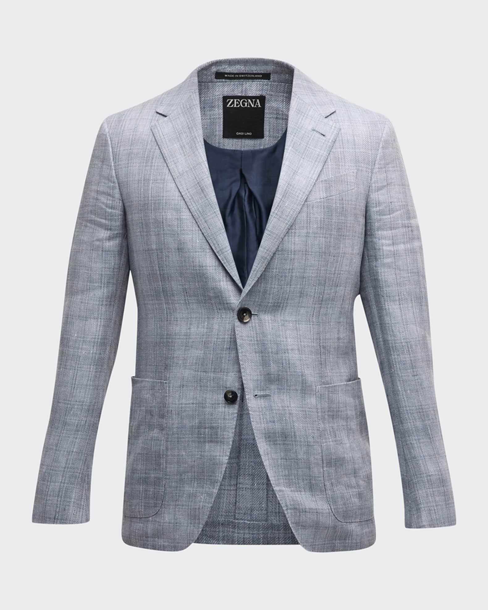 Men's Plaid Linen Sport Coat Product Image