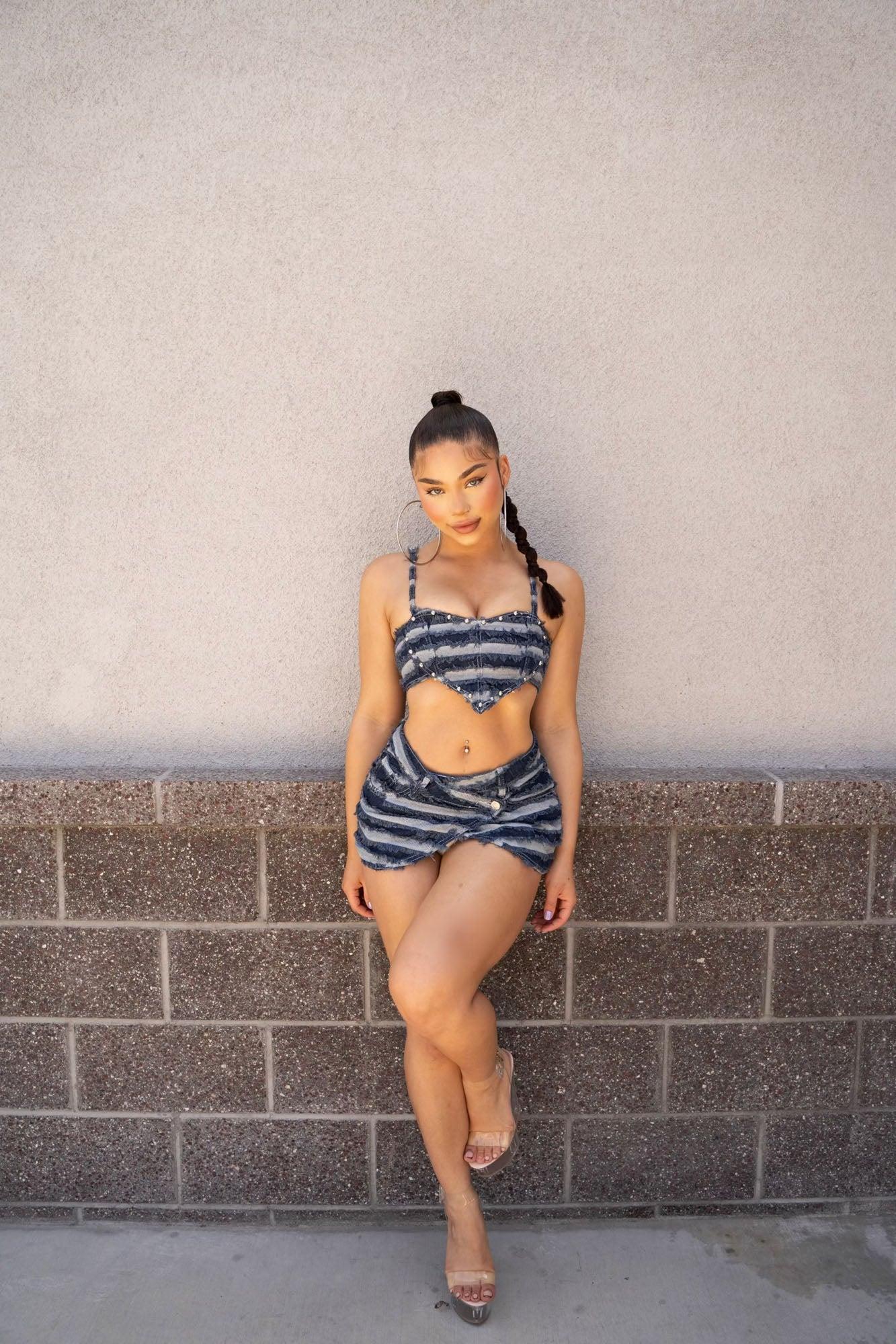 Denim Days Micro Mini Skirt Set - Medium Wash Product Image