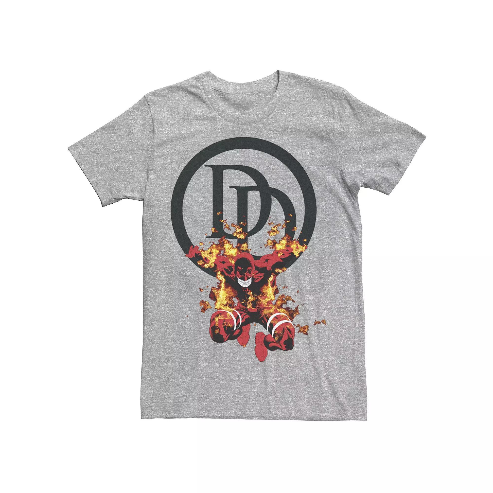 Men's Marvel Daredevil On Fire With Logo Tee, Size: XXL, Athletic Grey Product Image