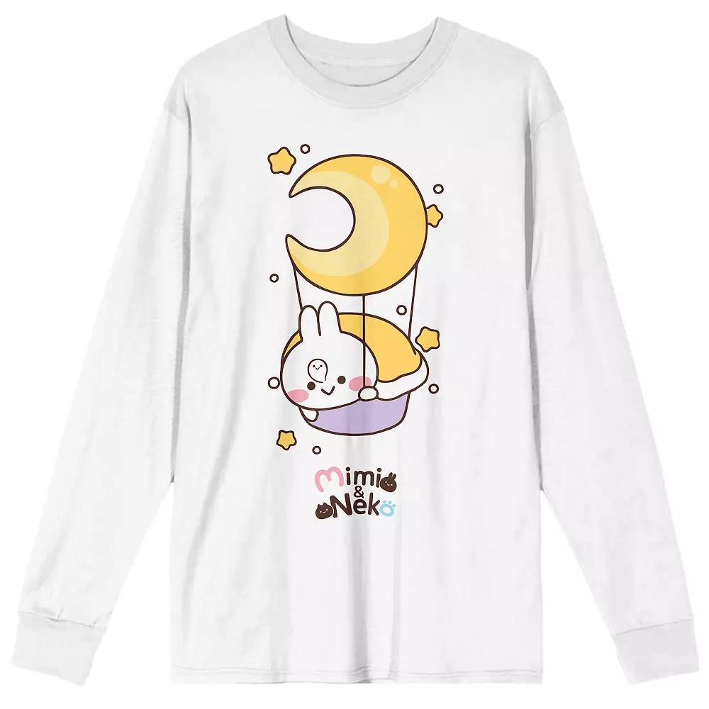 Men's Mimi & Neko Mimi Night Moon Long Sleeve Tee, Size: Small, White Product Image