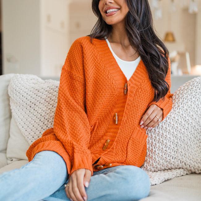 Northern Chill Rust Toggle Button Cardigan FINAL SALE Product Image