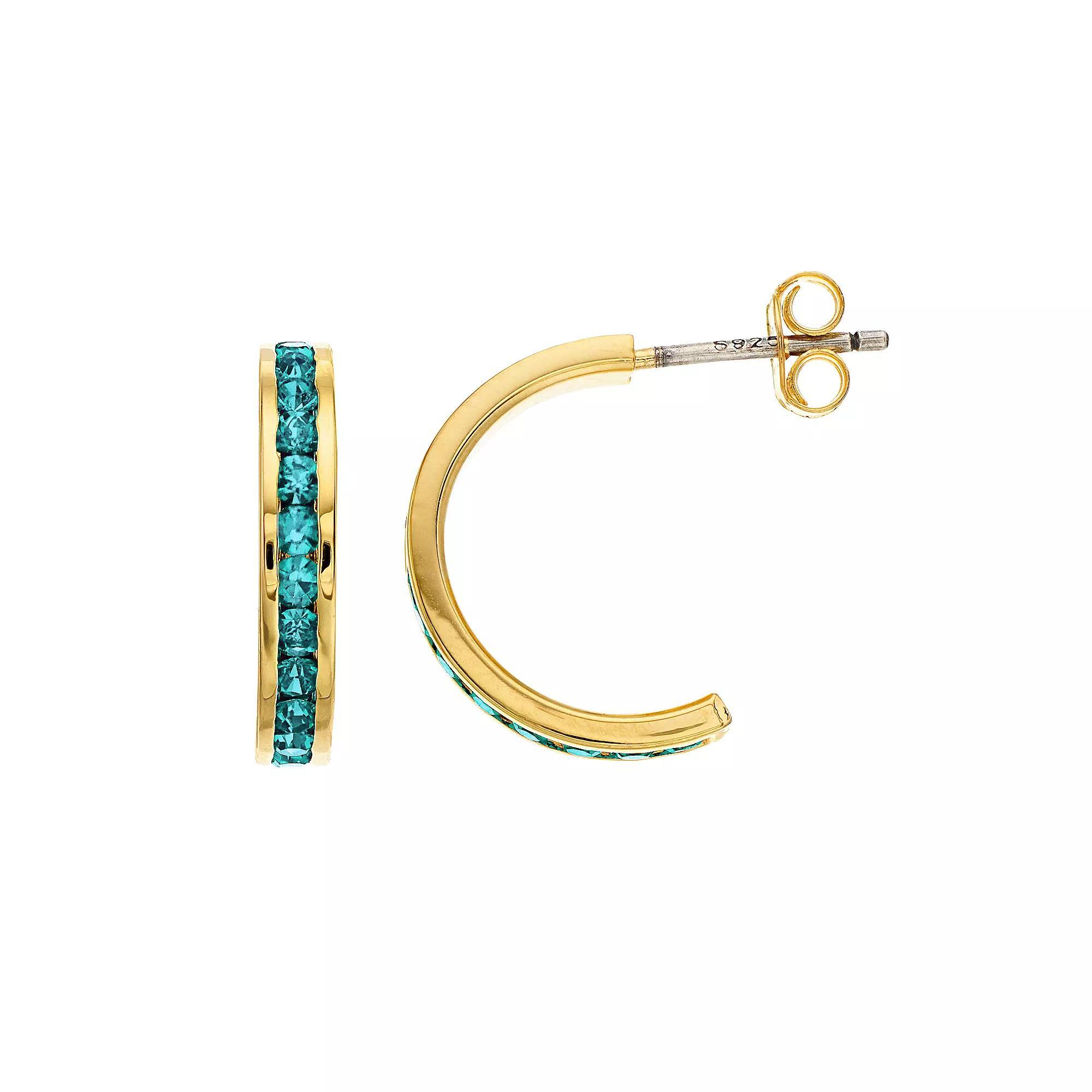 Traditions Jewelry Company 18k Gold Over Silver Crystal Birthstone Earrings, Womens, Gold Over Sterling Product Image