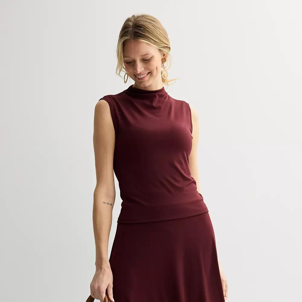 Women's Nine West Drape Mockneck Shell Top, Size: Small, Maddie Purple Product Image
