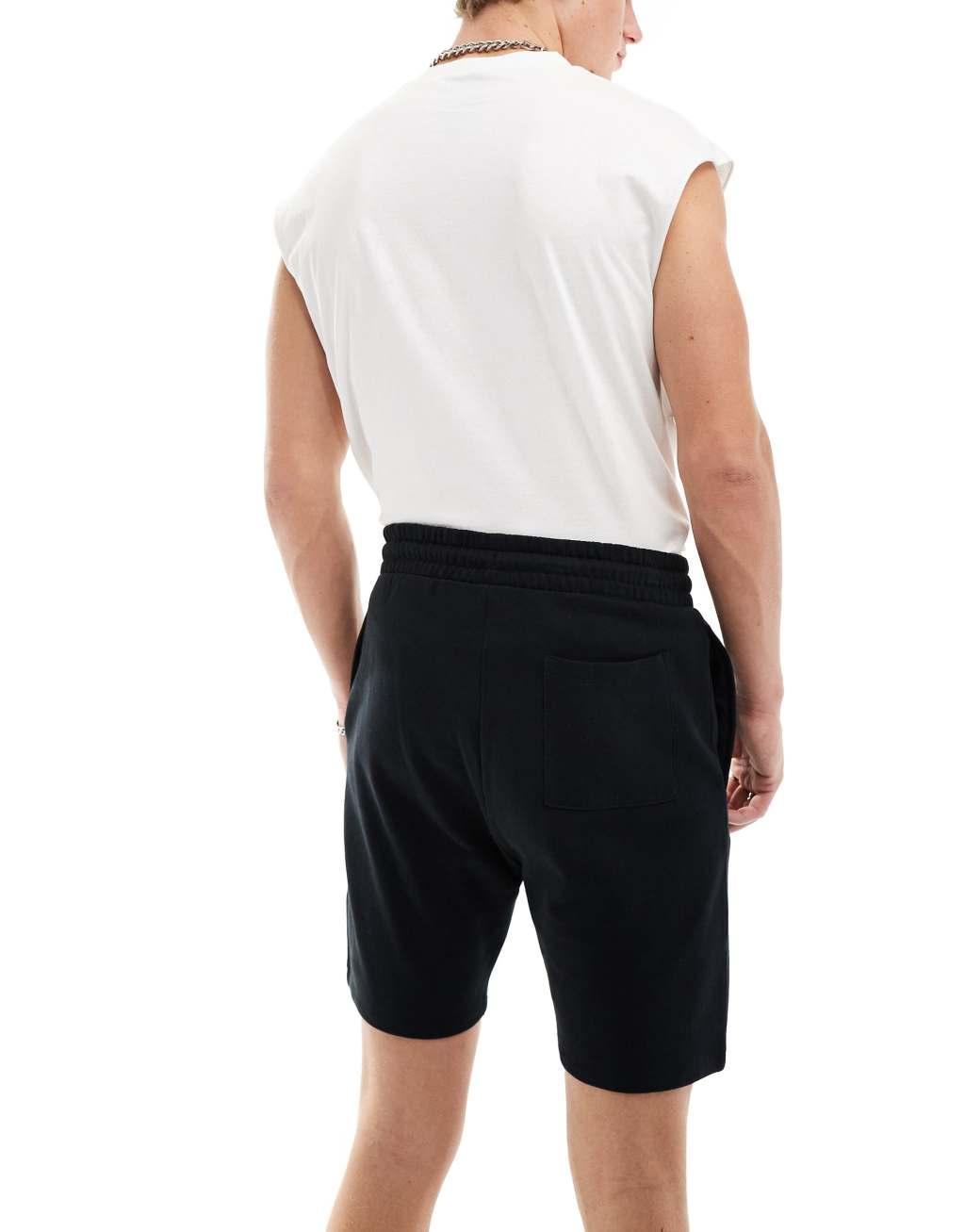 ASOS DESIGN 2 pack skinny shorts in black and heather gray Product Image