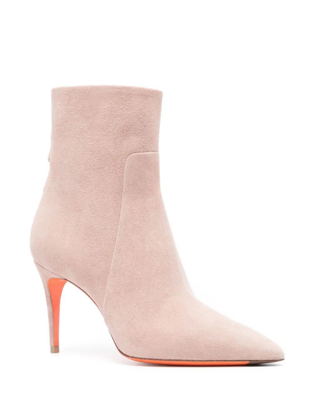 SANTONI 65mm Suede Ankle Boots In Pink Product Image