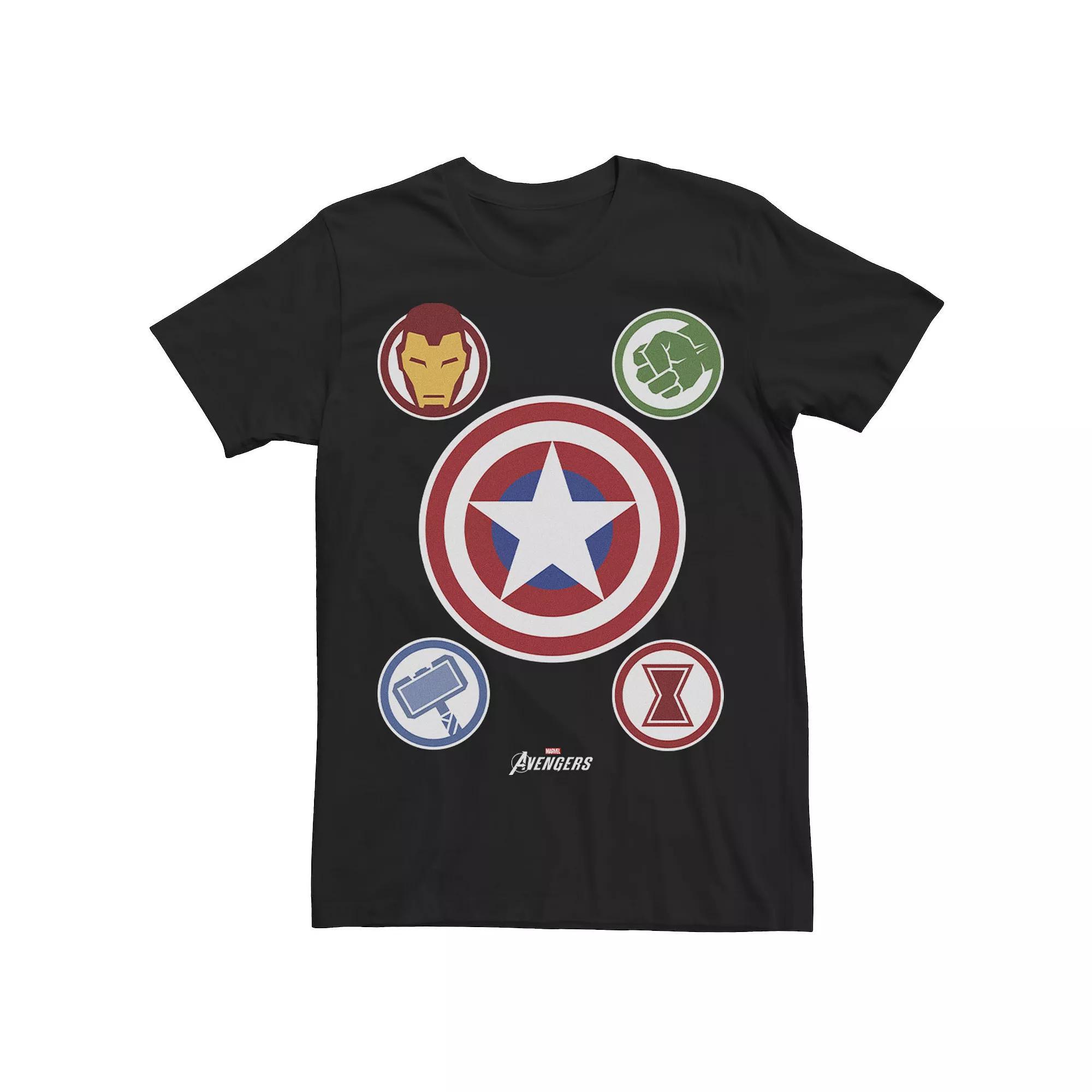 Men's Marvel Gamerverse Avenger Shield Emblems Collage Tee, Size: XL, Black Product Image