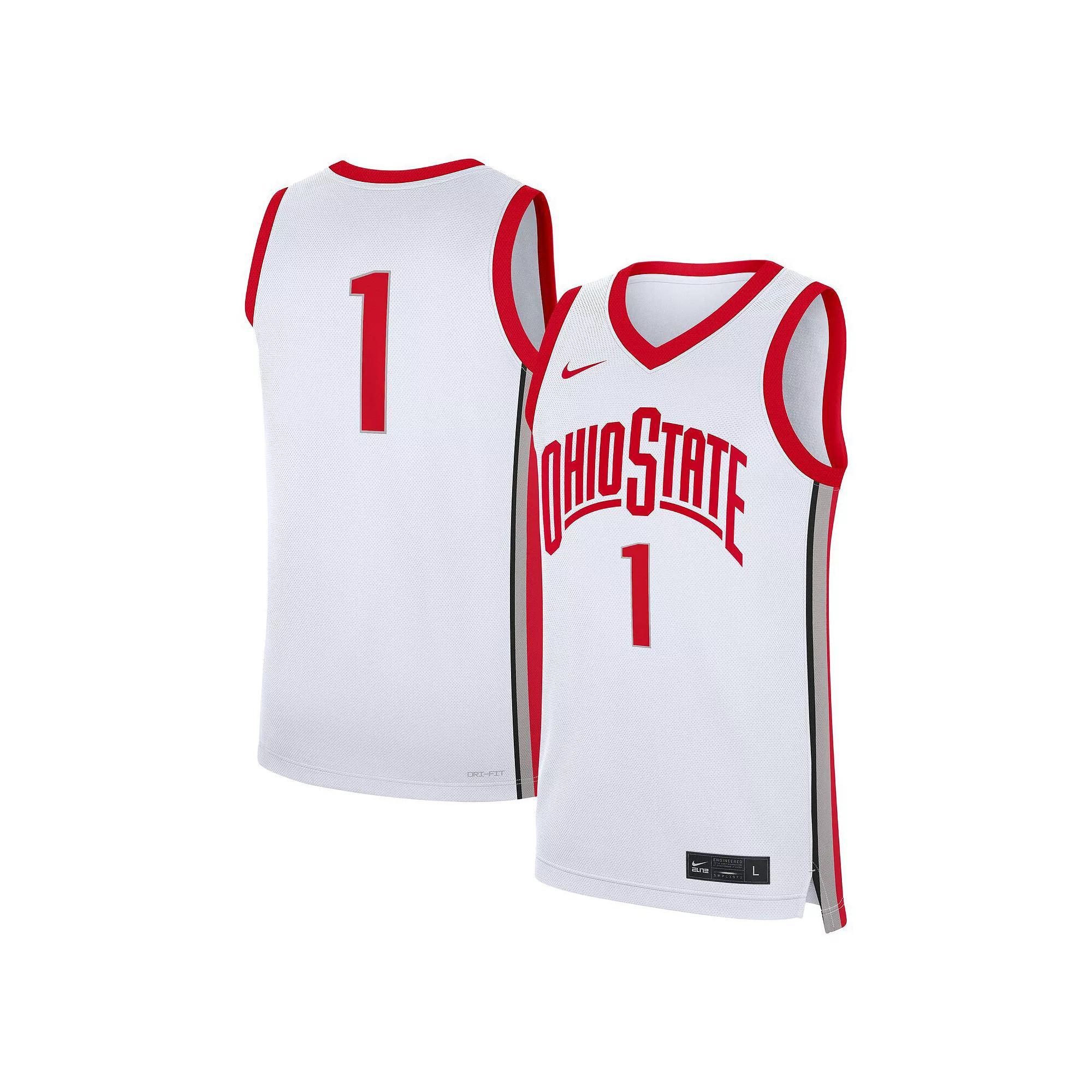 Men's Nike #1 White Ohio State Buckeyes Home Replica Jersey, Size: 2XL Product Image