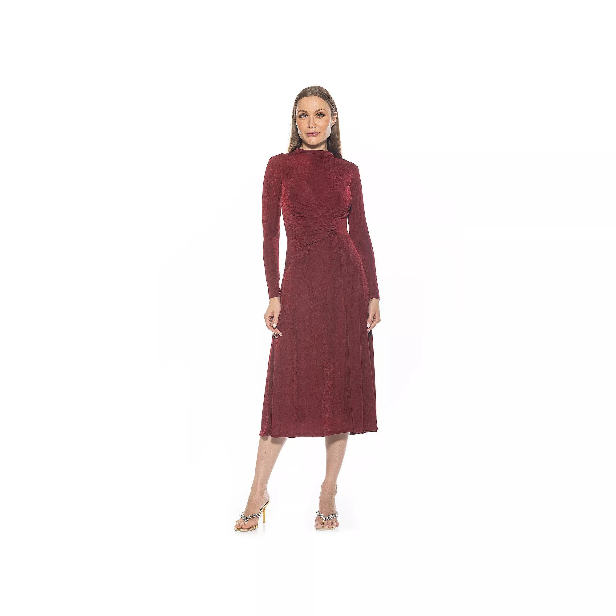 Womens ALEXIA ADMOR Marla Draped Long Sleeve Maxi Dress Red Product Image