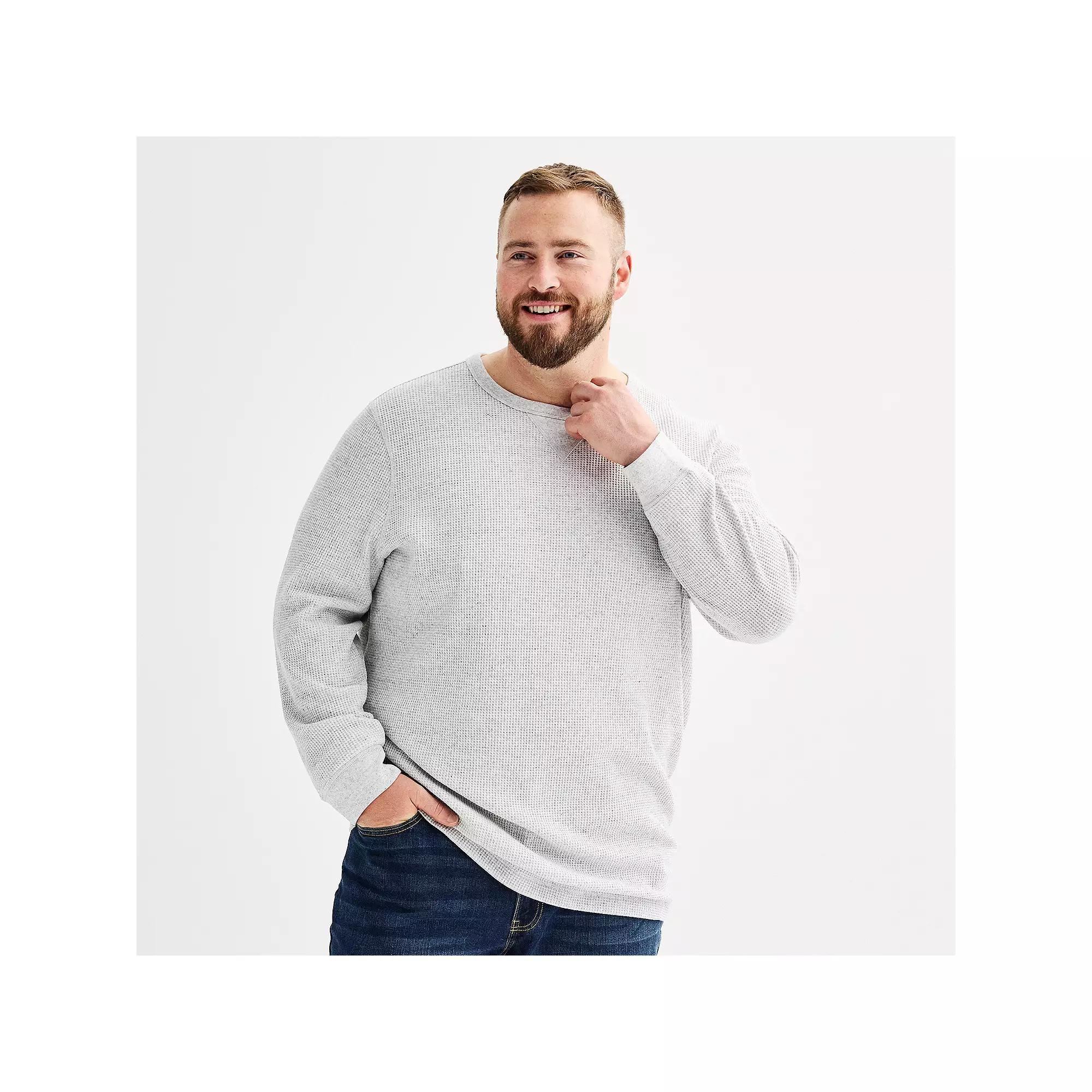 Big & Tall Sonoma Goods For Life® Essential Thermal Long Sleeve Tee, Men's, Size: Medium Tall, Light Grey Grey Product Image