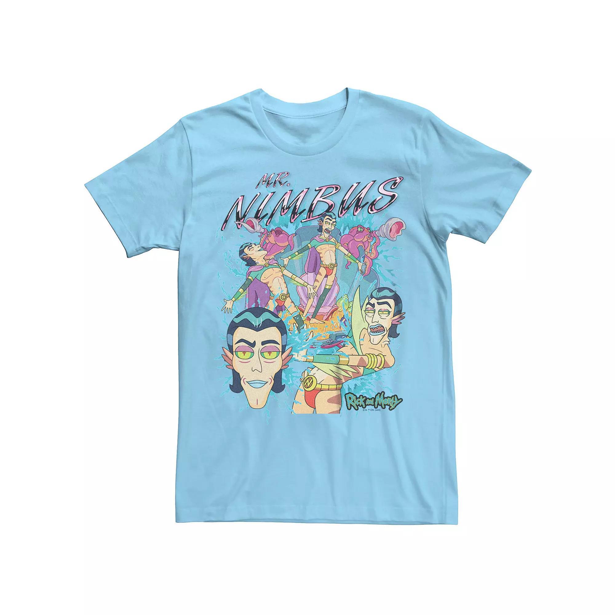 Men's Rick And Morty Mr. Nimbus Poses Tee, Size: Large, Light Blue Product Image