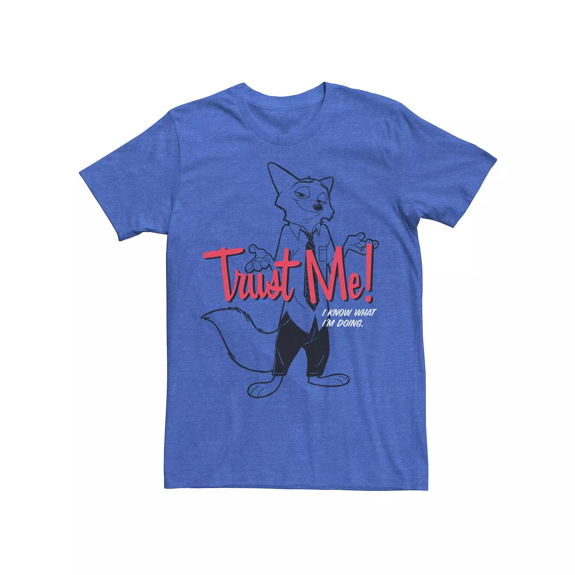 Men's Disney's Zootopia Nick Wilde Trust Me I know What I'm Doing Tee, Size: Small, Royal Grey Product Image
