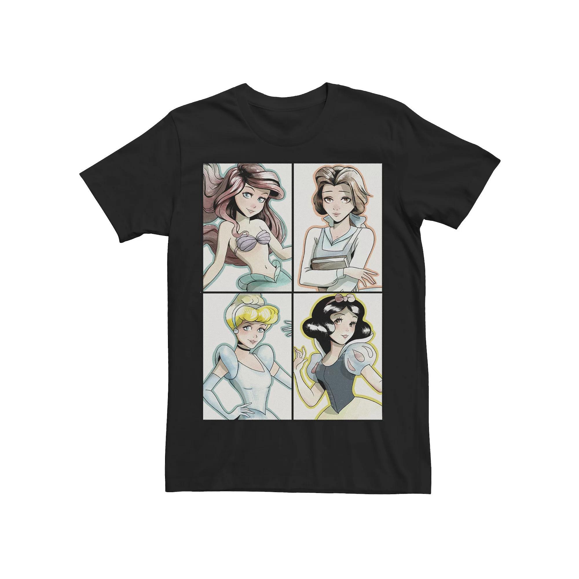 Mens Disney Princesses Anime Four Square Tee Product Image