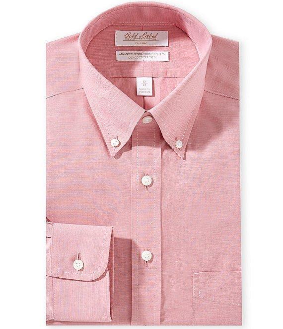 Gold Label Roundtree & Yorke Denton Fitted Non-Iron Button Down Collar Solid Dress Shirt Product Image
