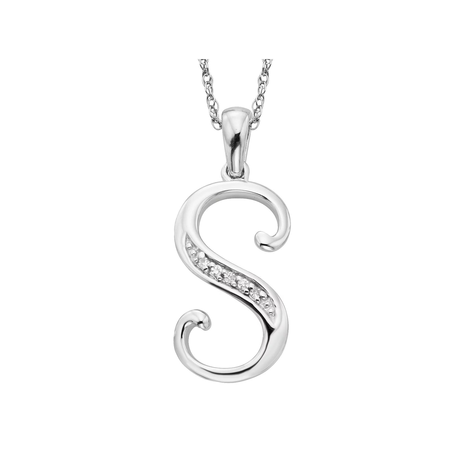 Sterling Silver Diamond Accent Initial Pendant, Womens Product Image